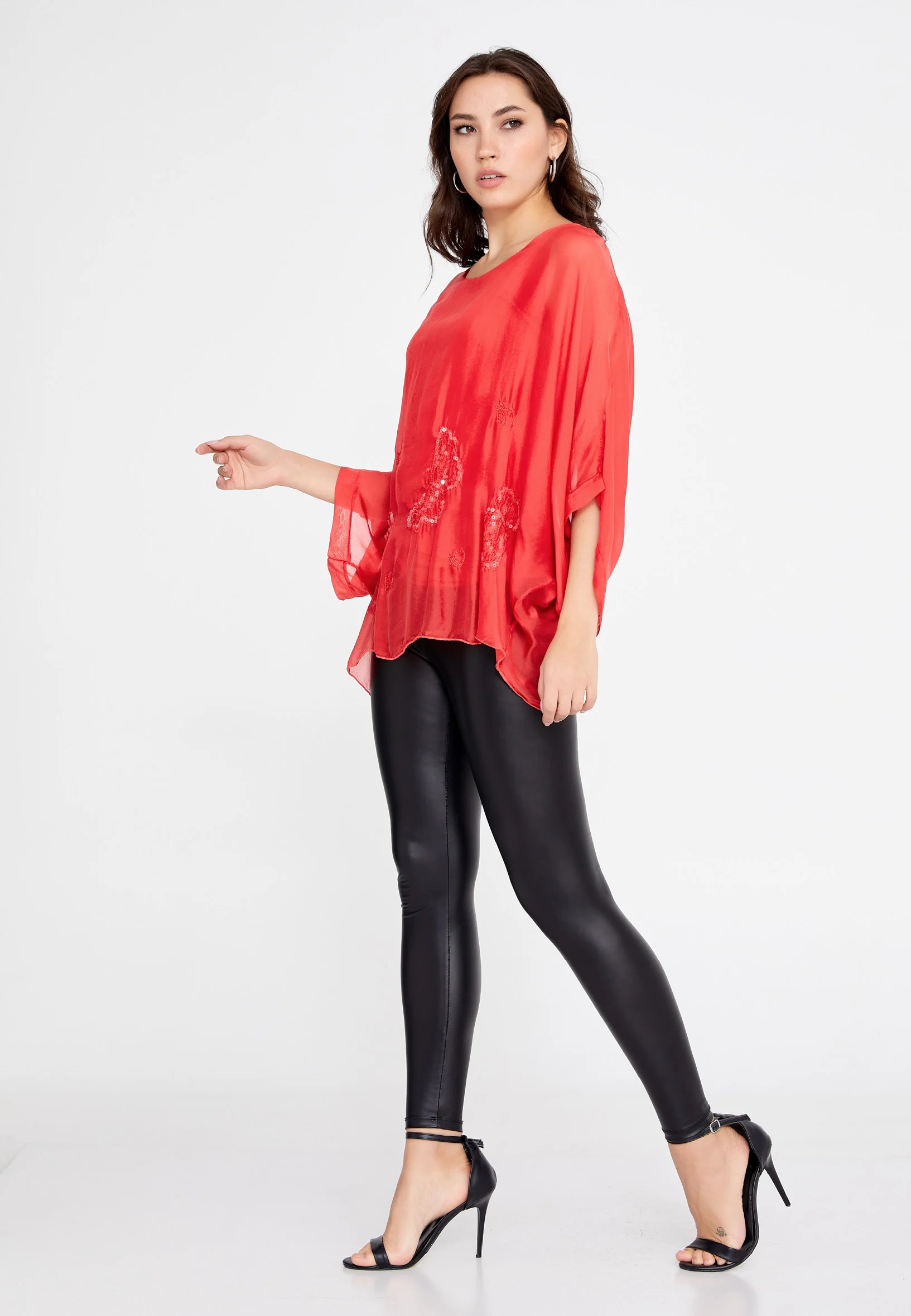 Mid-Length Solid Color Regular Blouse cav46929 - Image 27
