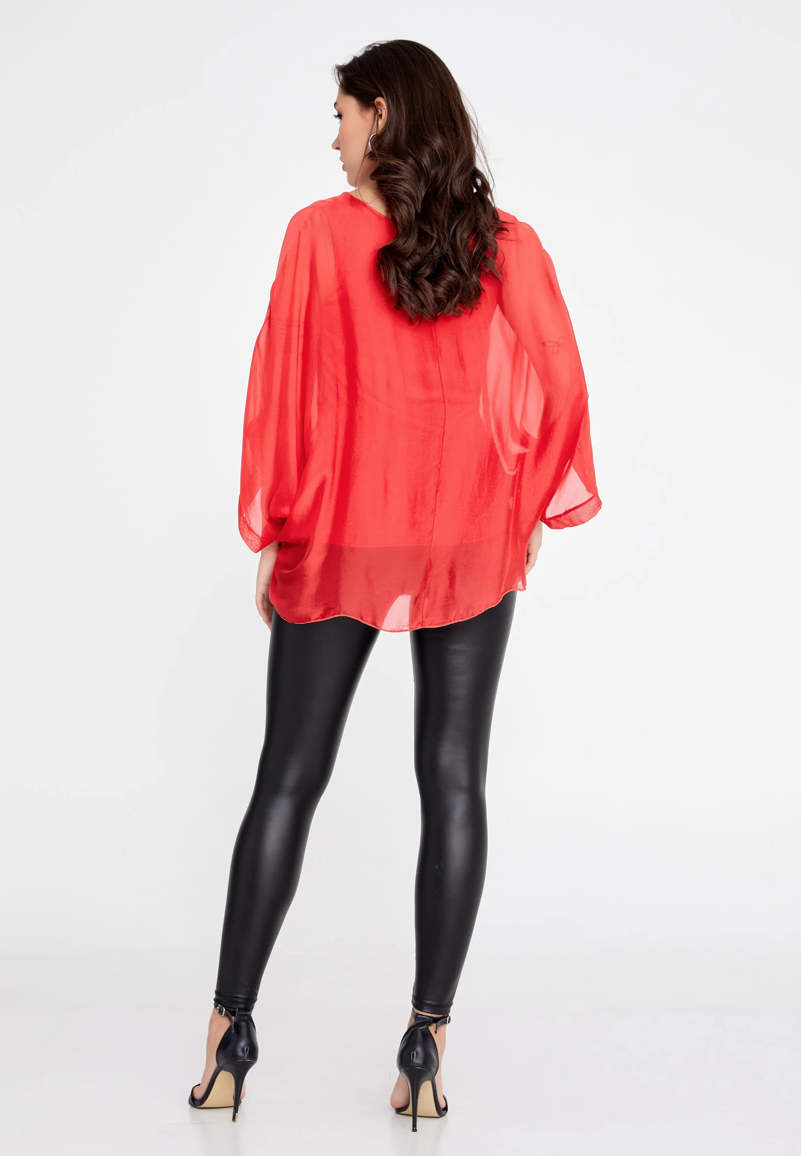 Mid-Length Solid Color Regular Blouse cav46929 - Image 28