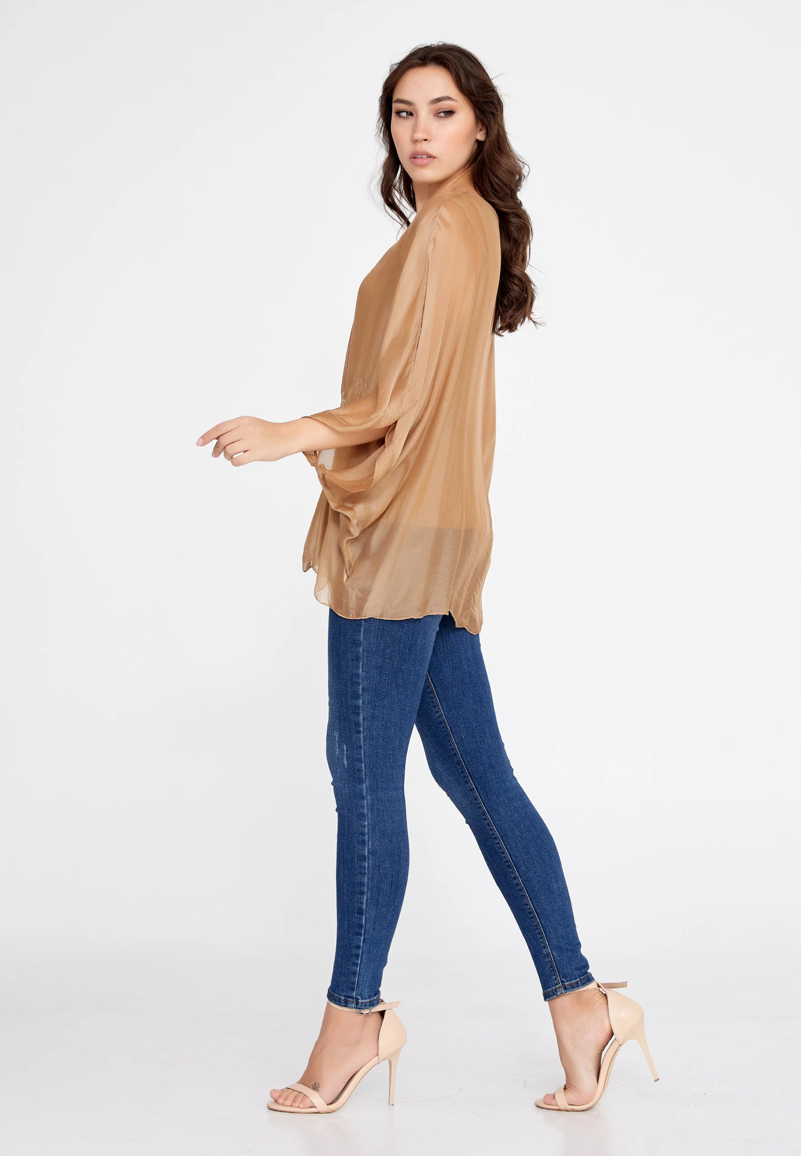 Mid-Length Solid Color Regular Blouse cav46929 - Image 3