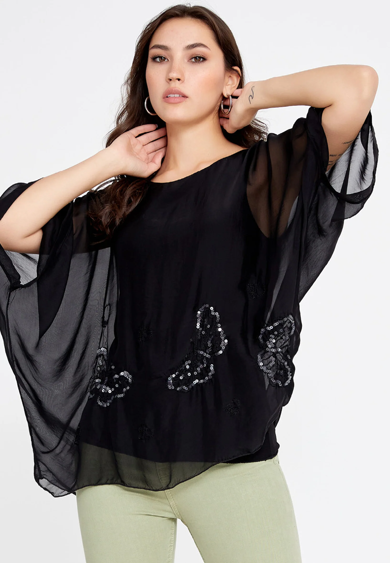Mid-Length Solid Color Regular Blouse cav46929 - Image 5