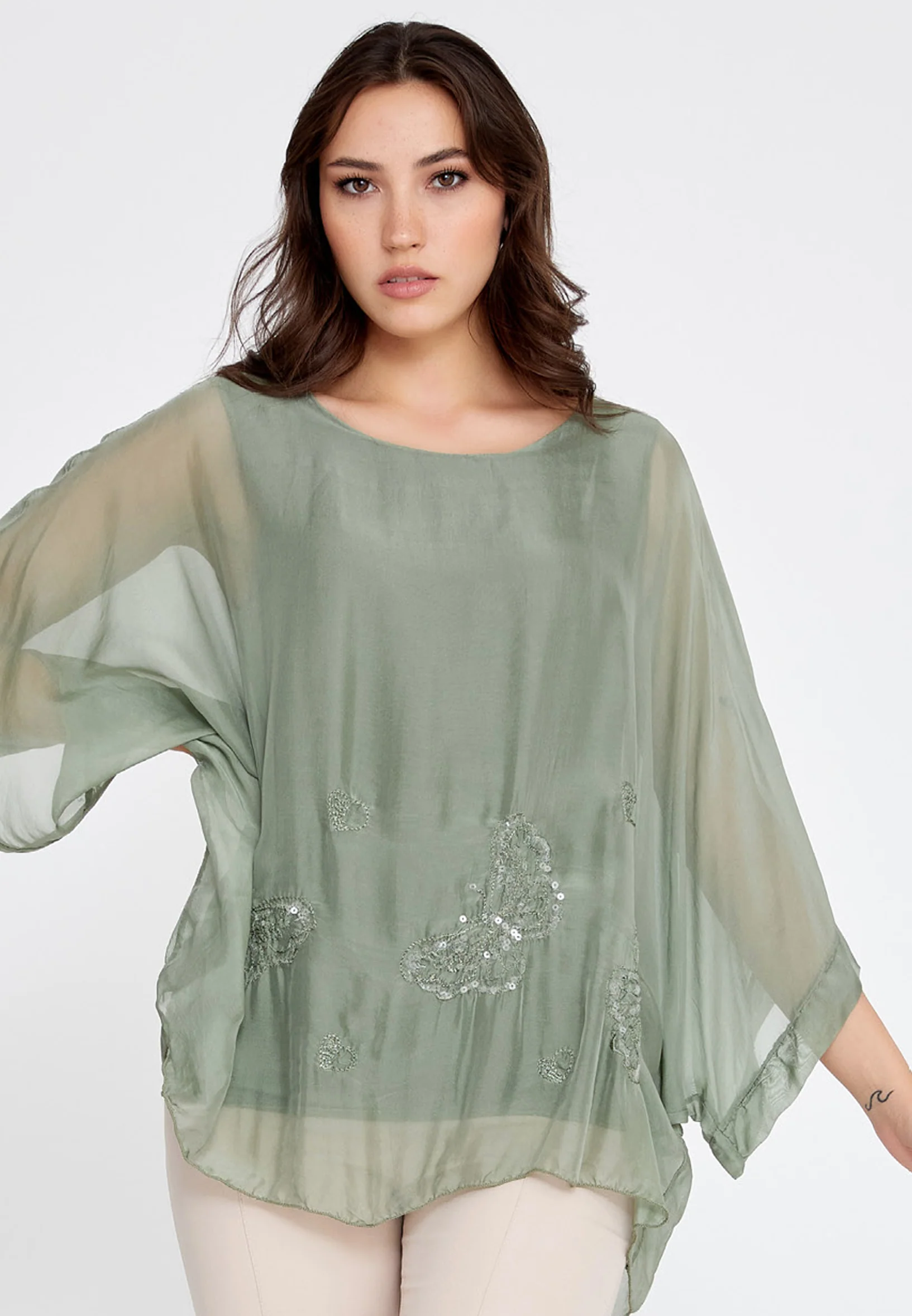 Mid-Length Solid Color Regular Blouse cav46929 - Image 9