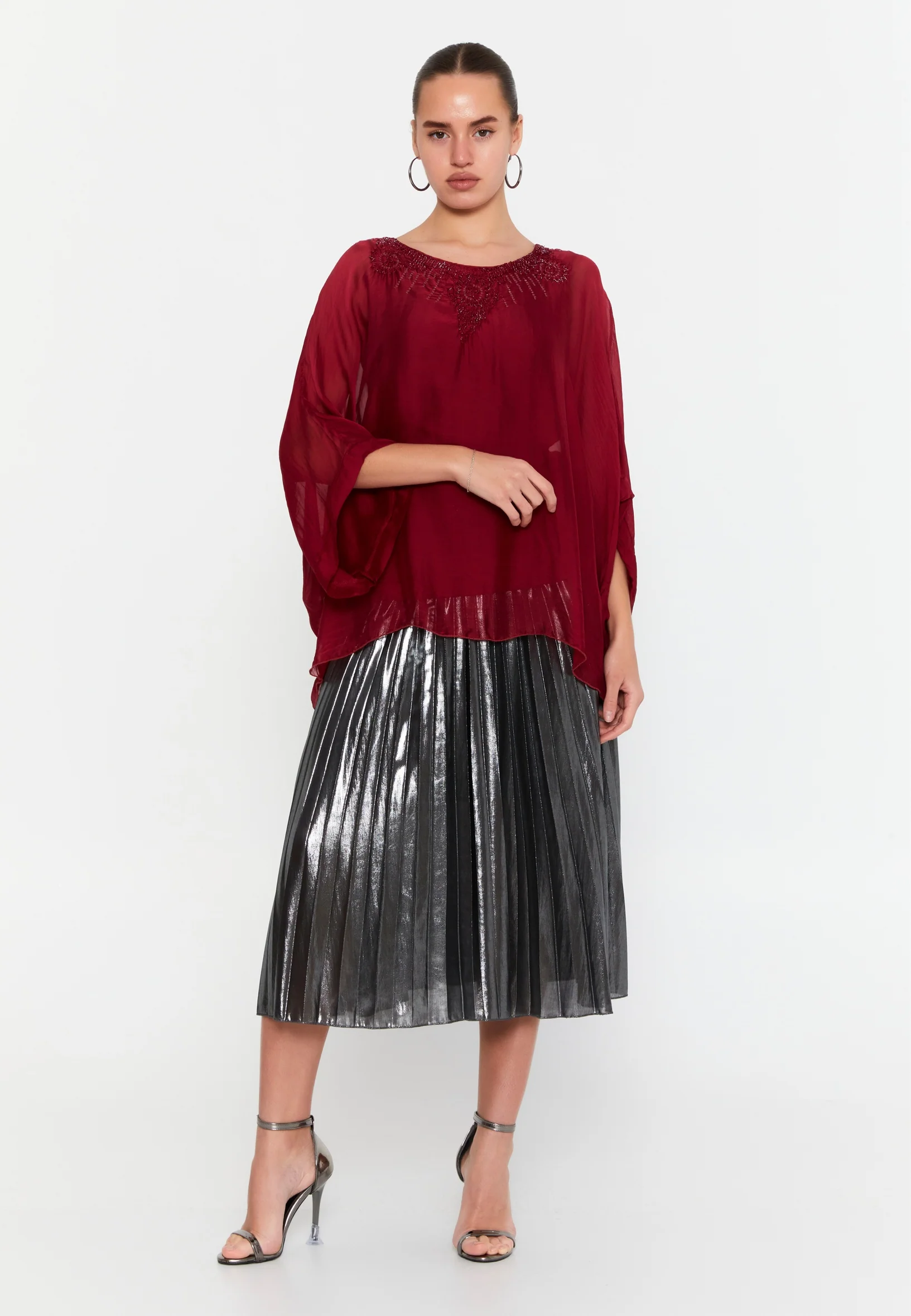 Mid-Length Solid Color Regular Blouse esl46929 - Image 2