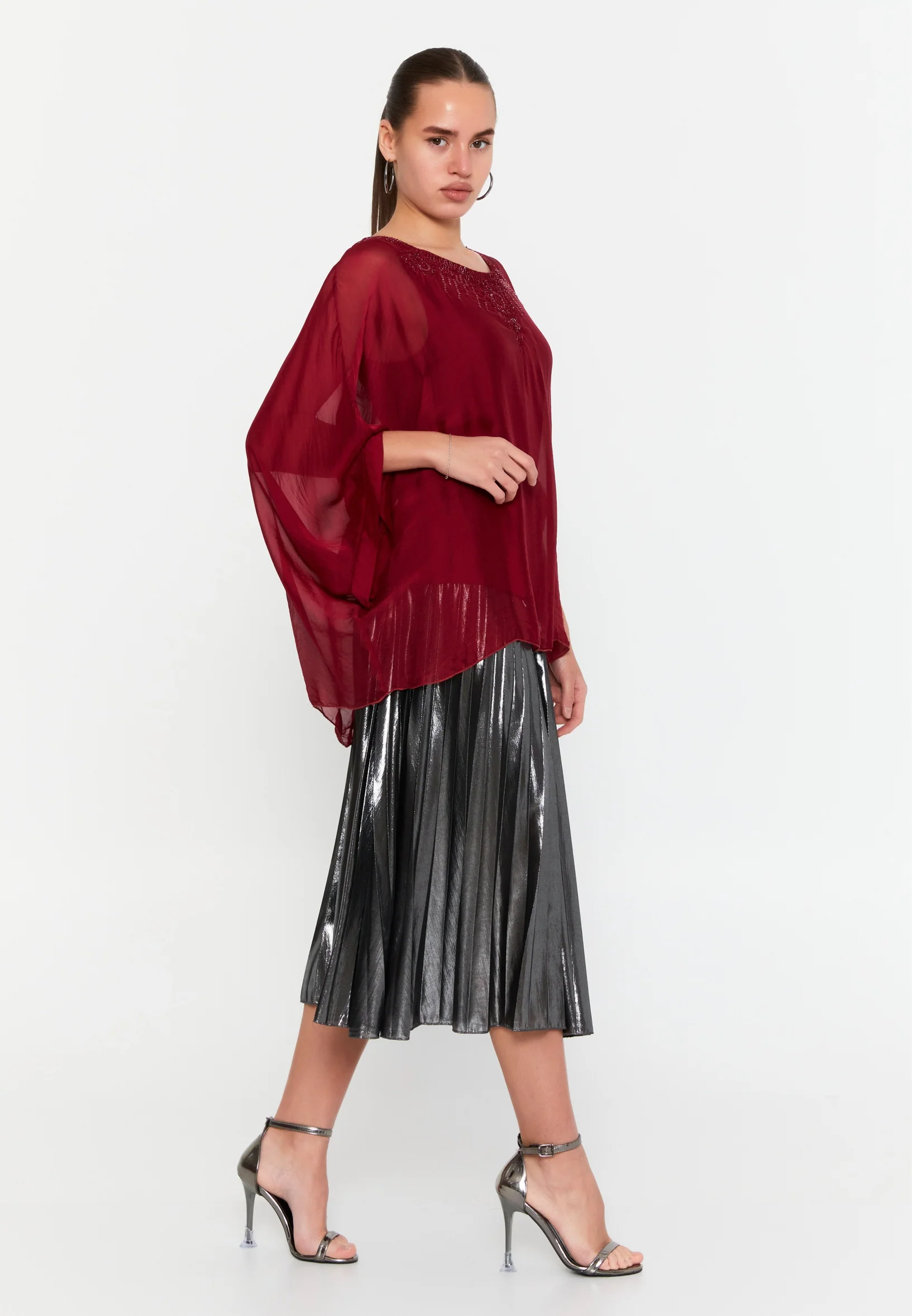 Mid-Length Solid Color Regular Blouse esl46929 - Image 4