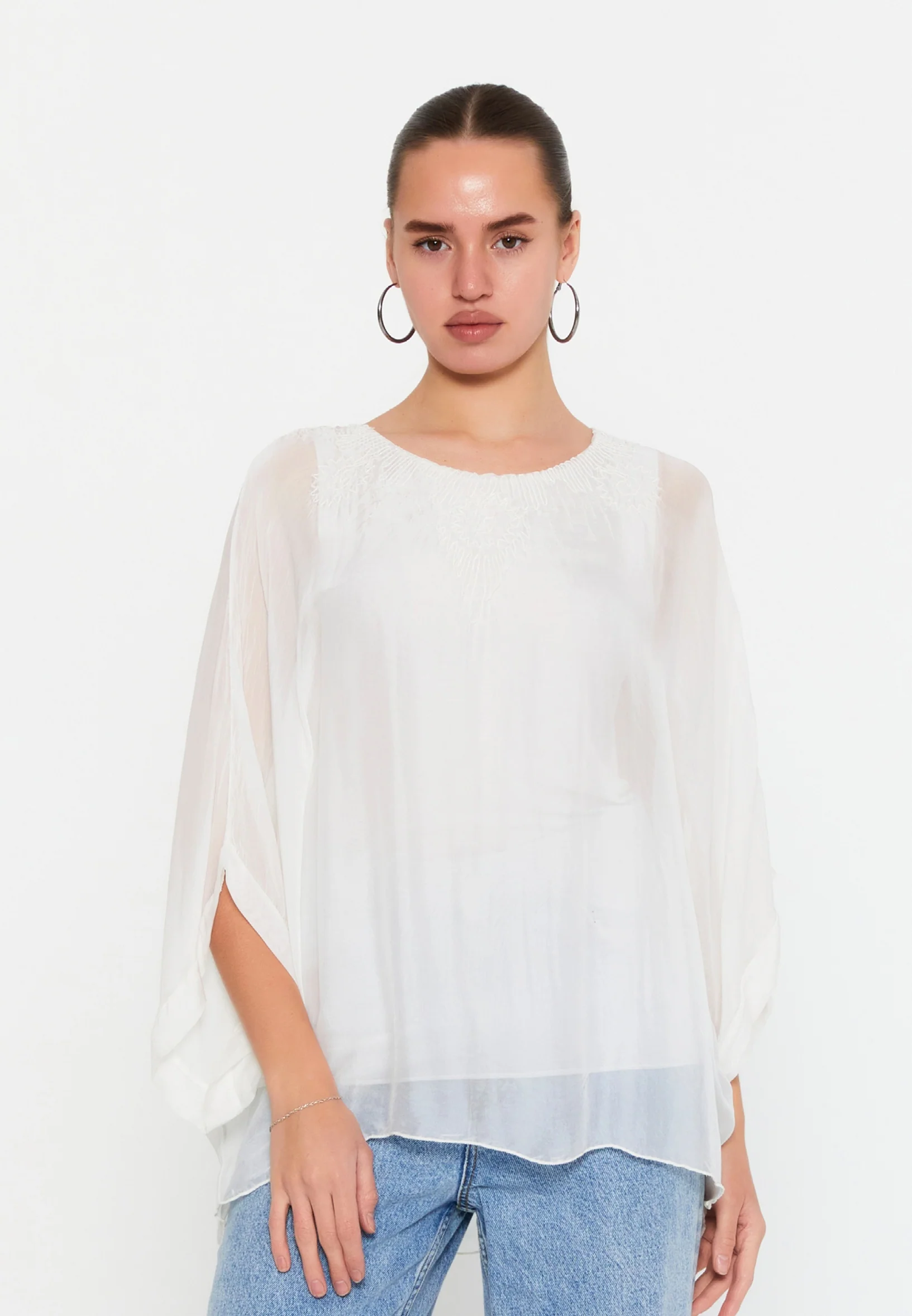 Mid-Length Solid Color Regular Blouse esl46929 - Image 5