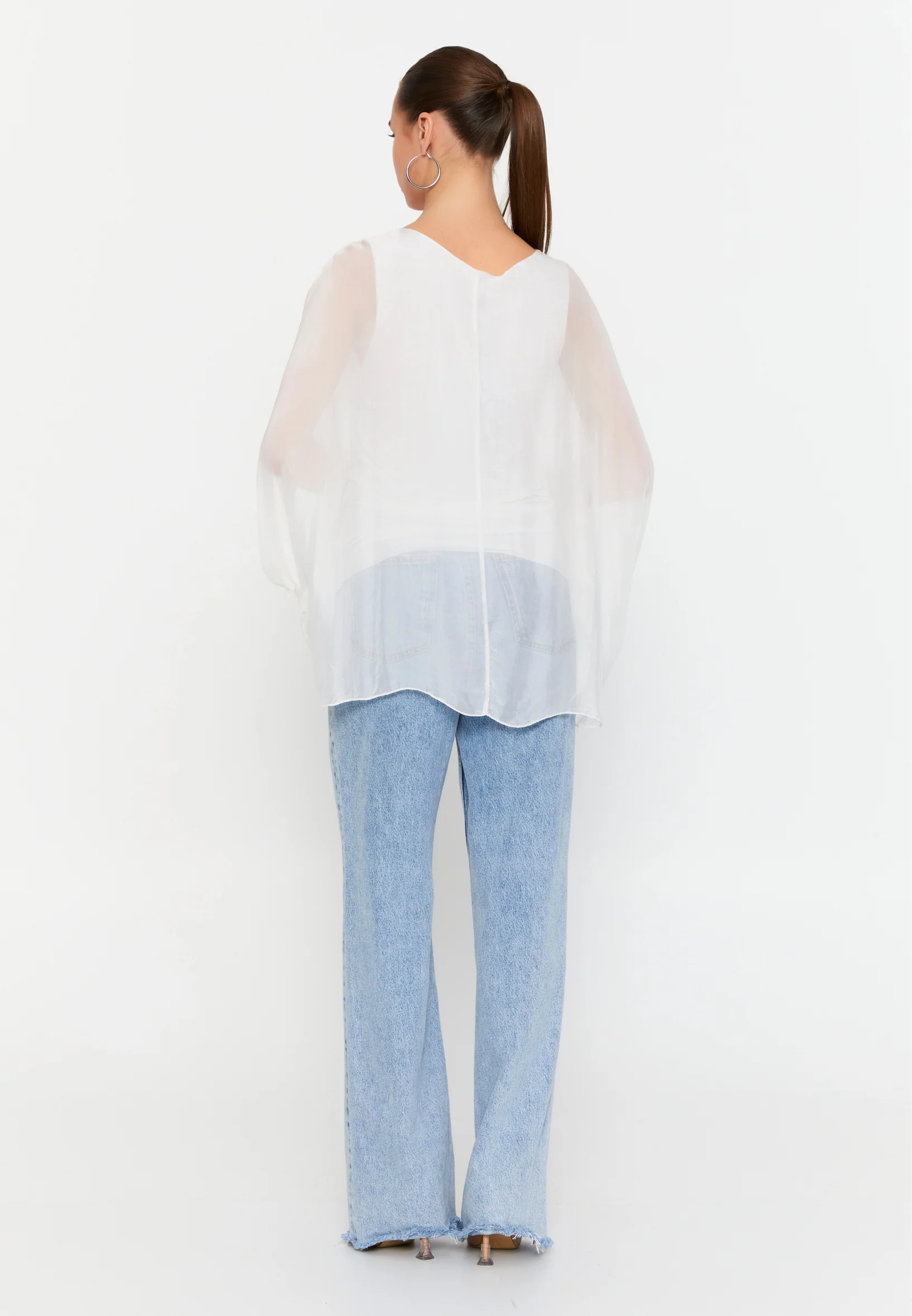 Mid-Length Solid Color Regular Blouse esl46929 - Image 7