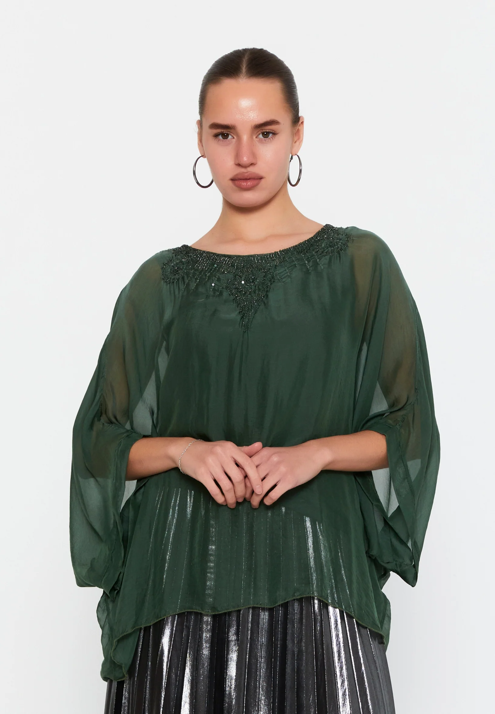 Mid-Length Solid Color Regular Blouse esl46929 - Image 9