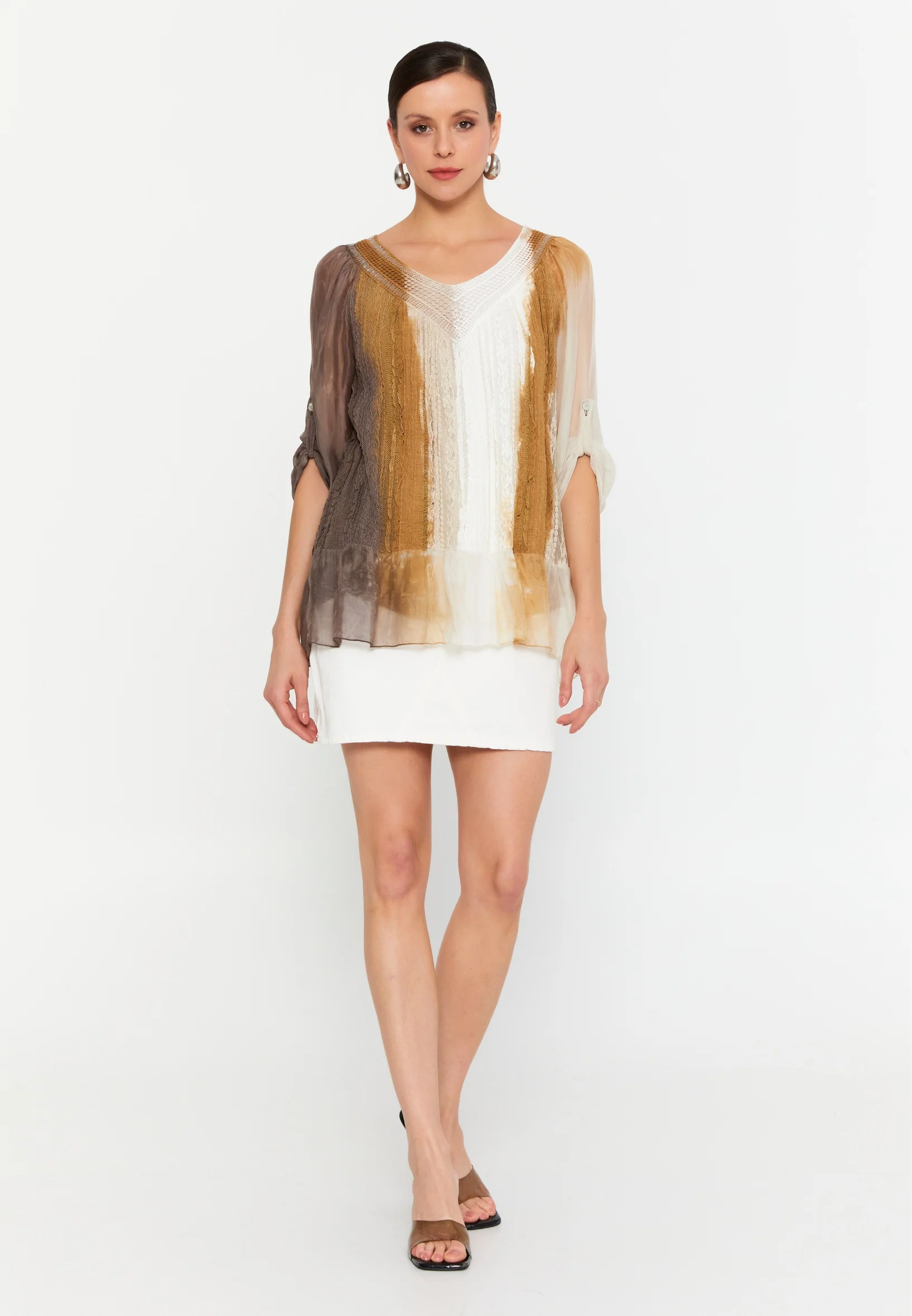Mid-Length Solid Color Regular Blouse esl49262 - Image 2