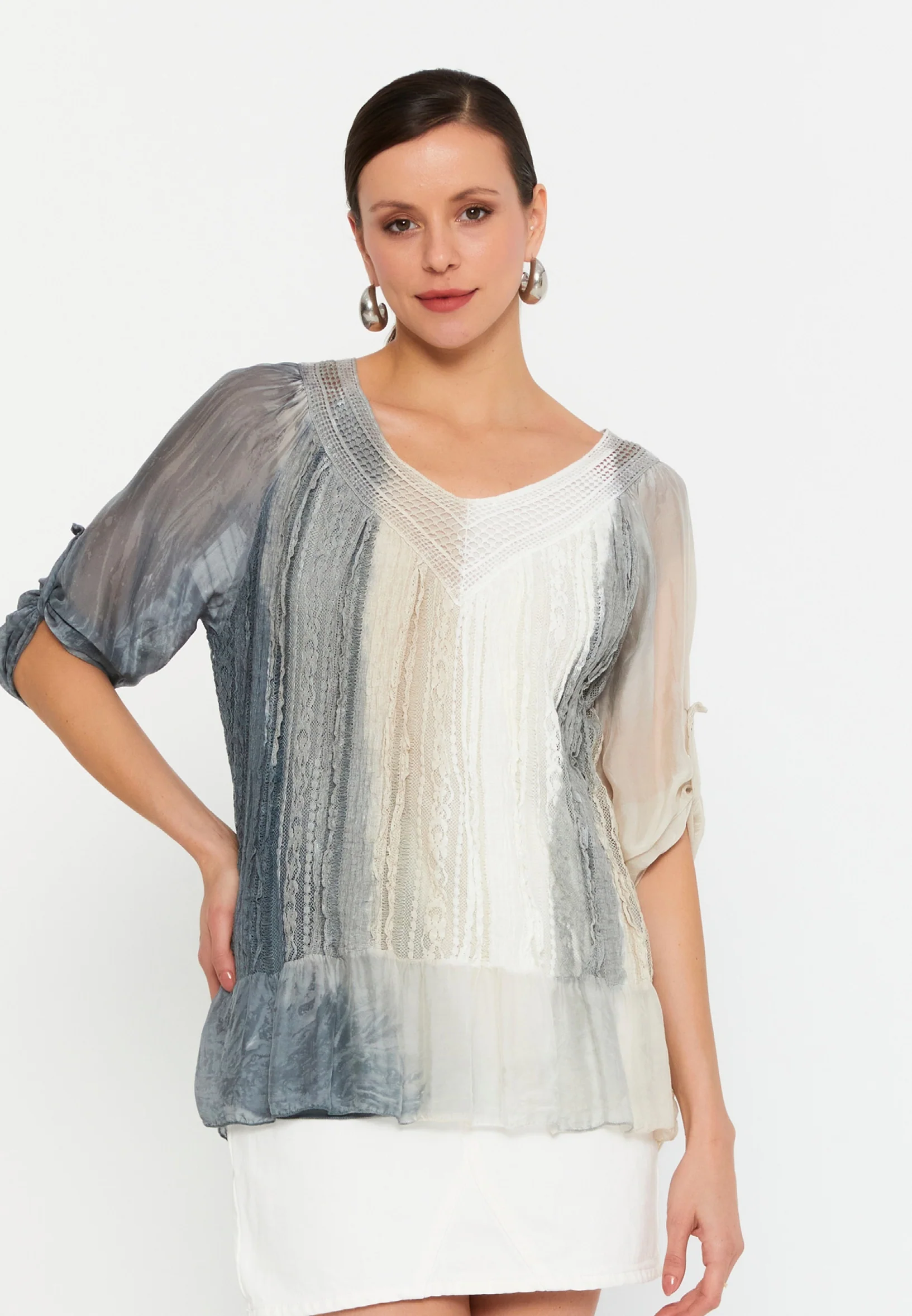 Mid-Length Solid Color Regular Blouse esl49262 - Image 9