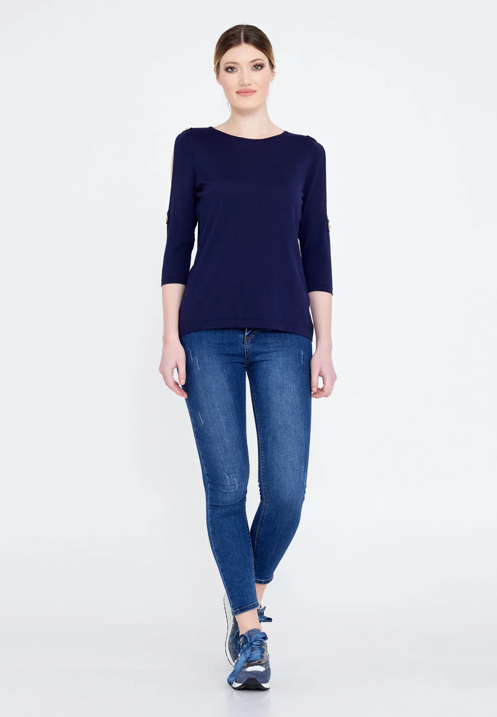 Mid-Length Solid Color Regular Blouse faiu36923