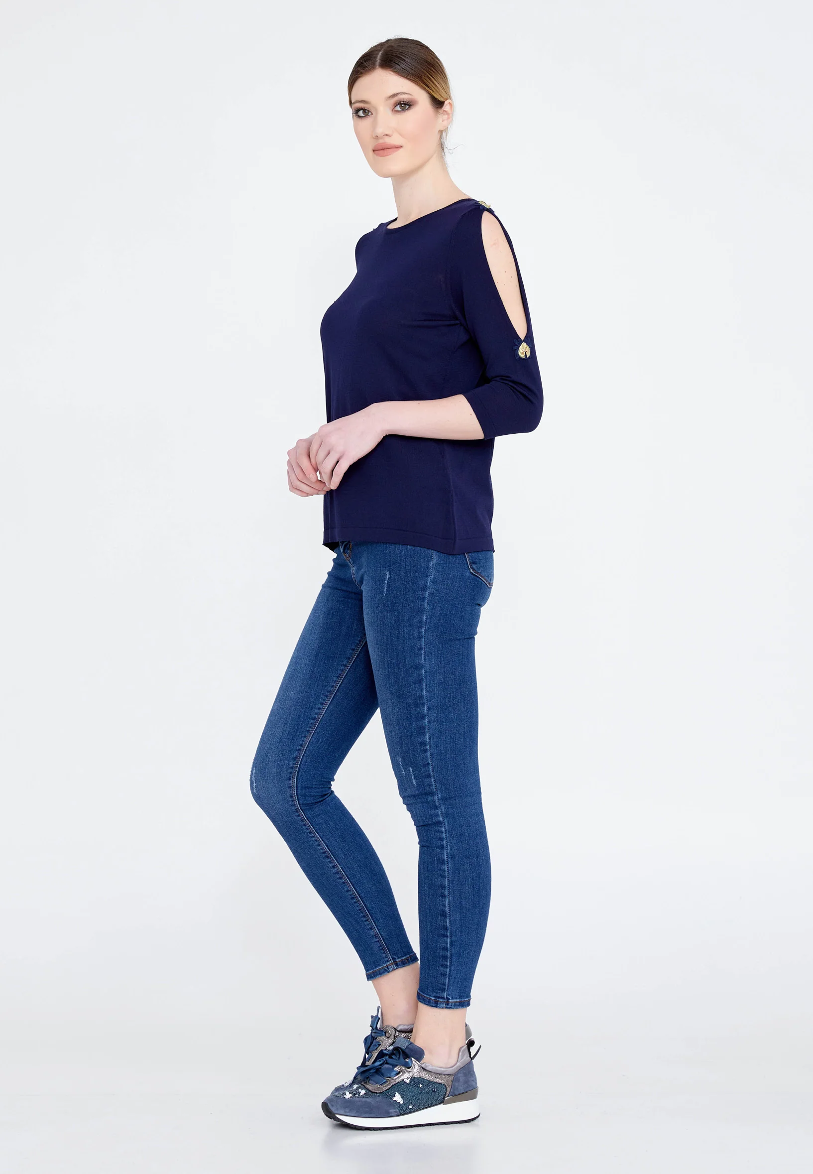 Mid-Length Solid Color Regular Blouse faiu36923 - Image 3