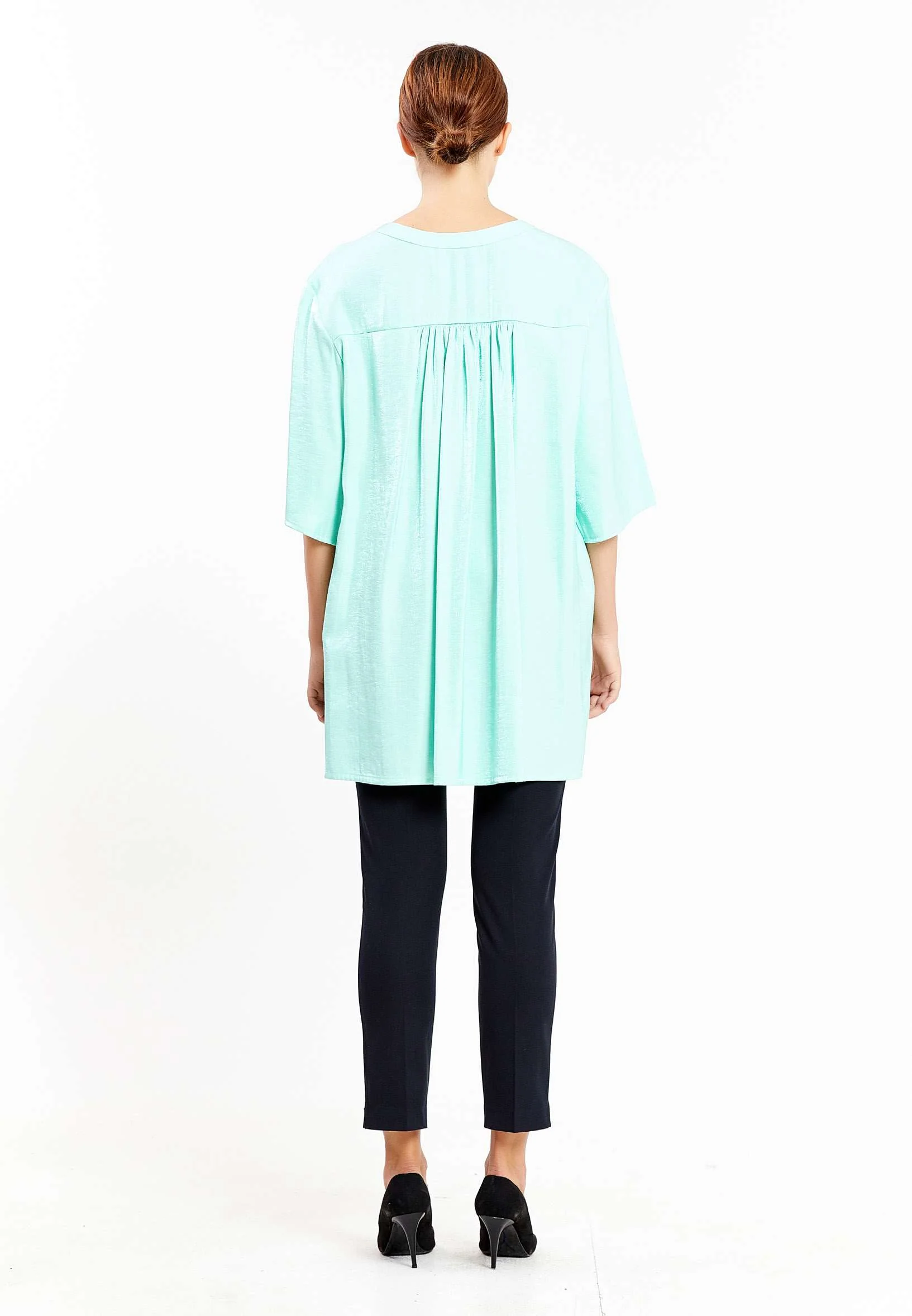 Mid-Length Solid Color Regular Blouse kmy10254 - Image 4