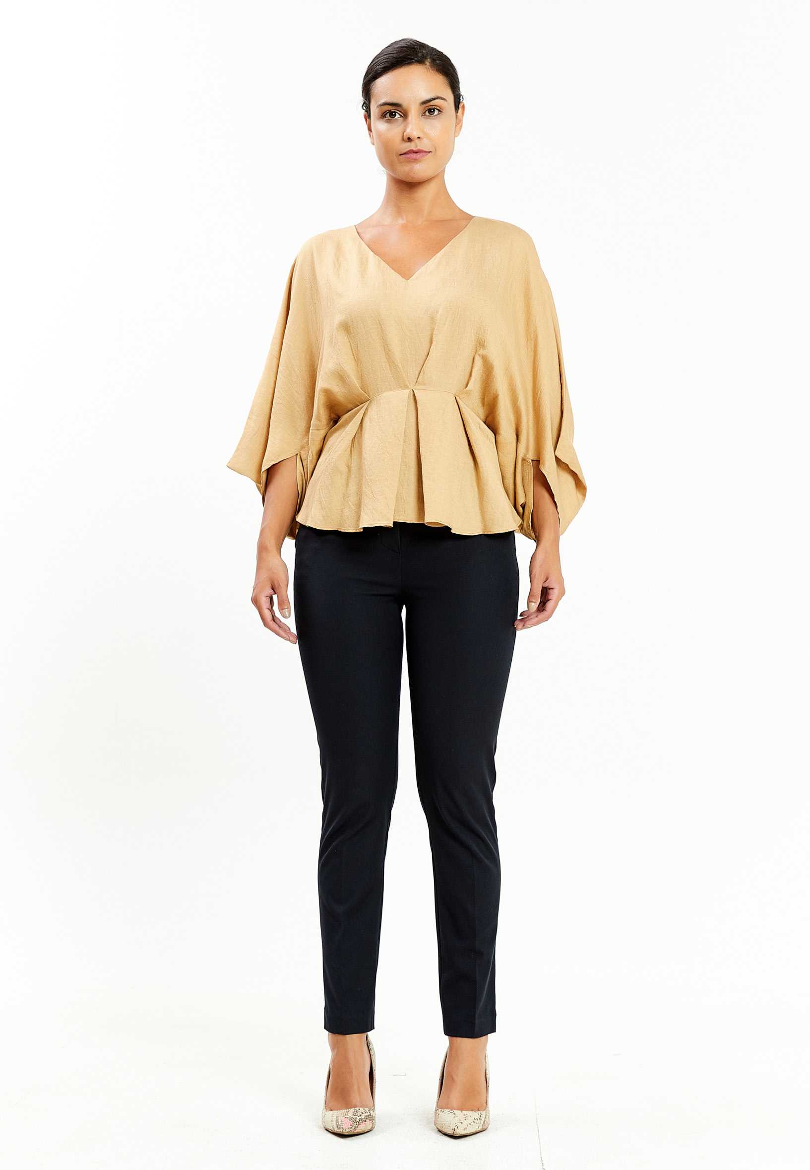 Mid-Length Solid Color Regular Blouse kmy10410 - Image 2
