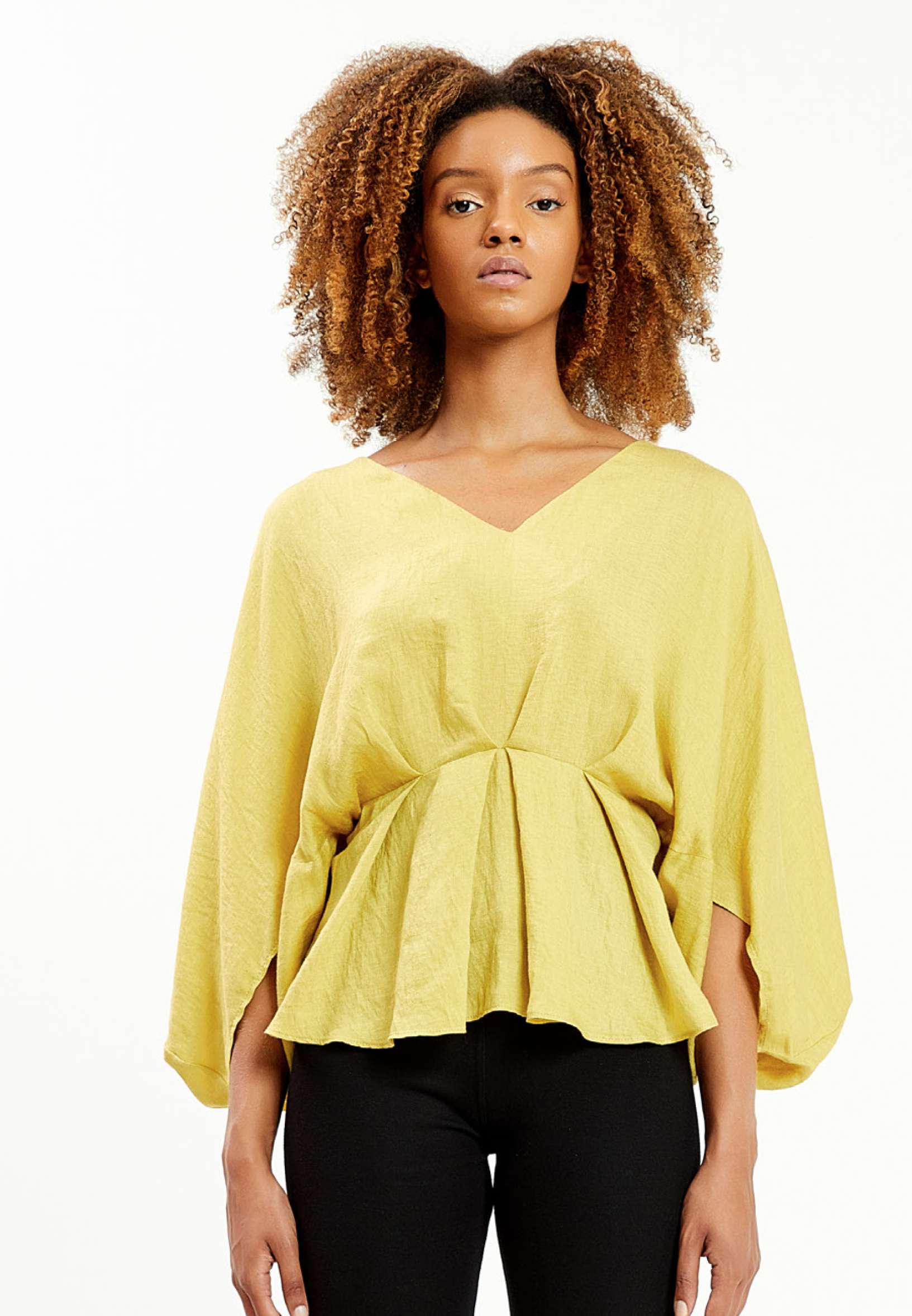 Mid-Length Solid Color Regular Blouse kmy10410 - Image 5