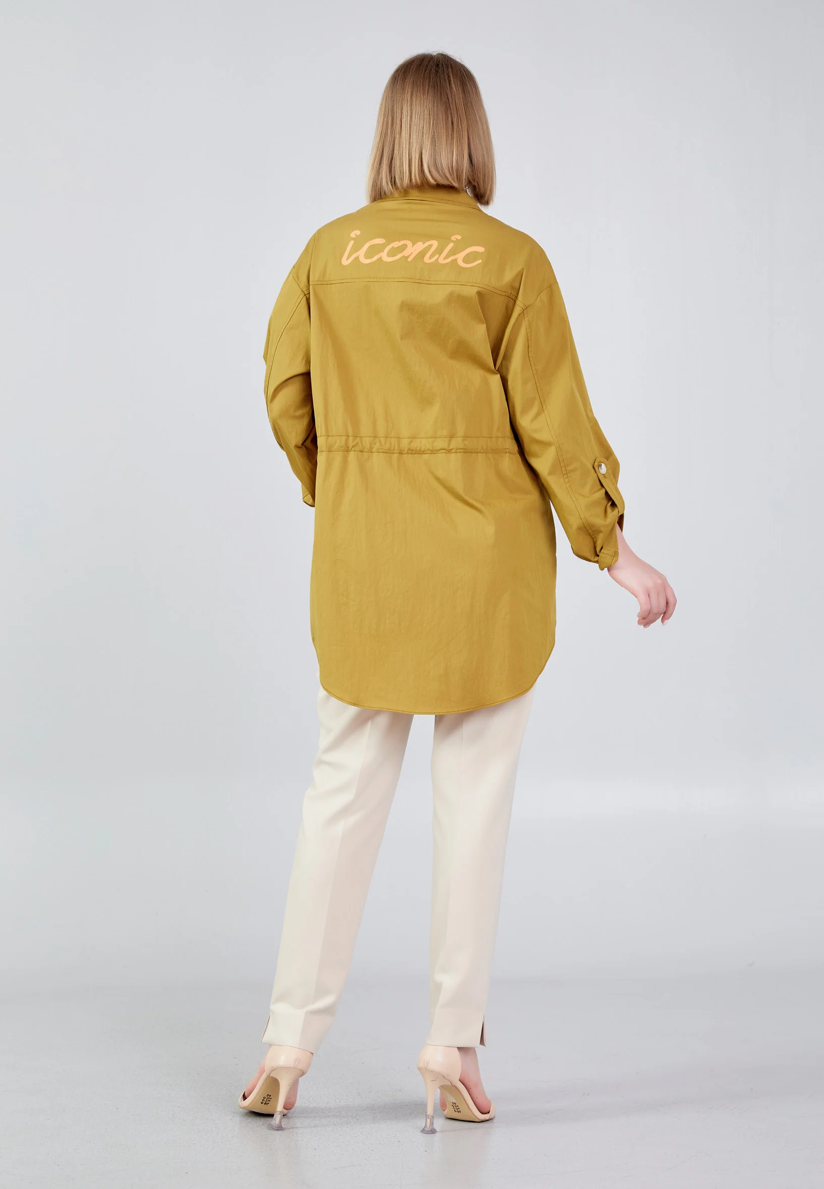 Mid-Length Solid Color Regular Tunic ber23y6103 - Image 3