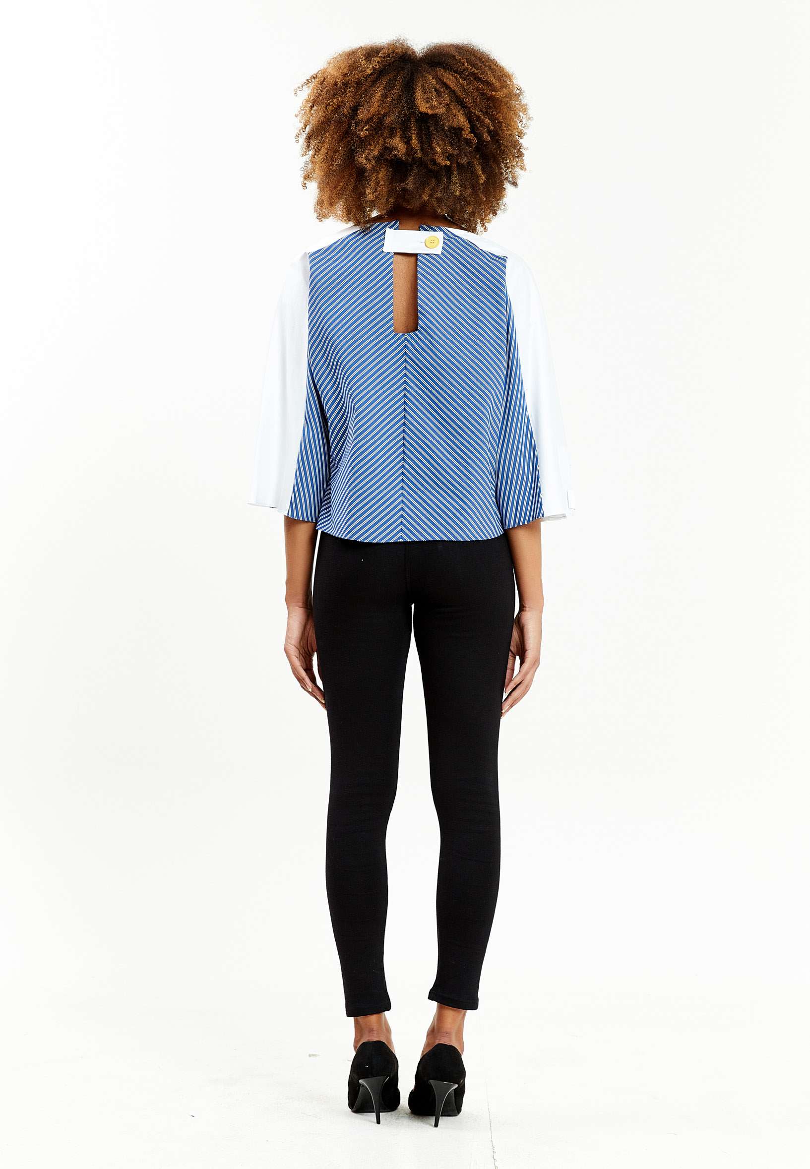 Mid-Length Striped Regular Blouse kmy10402 - Image 3