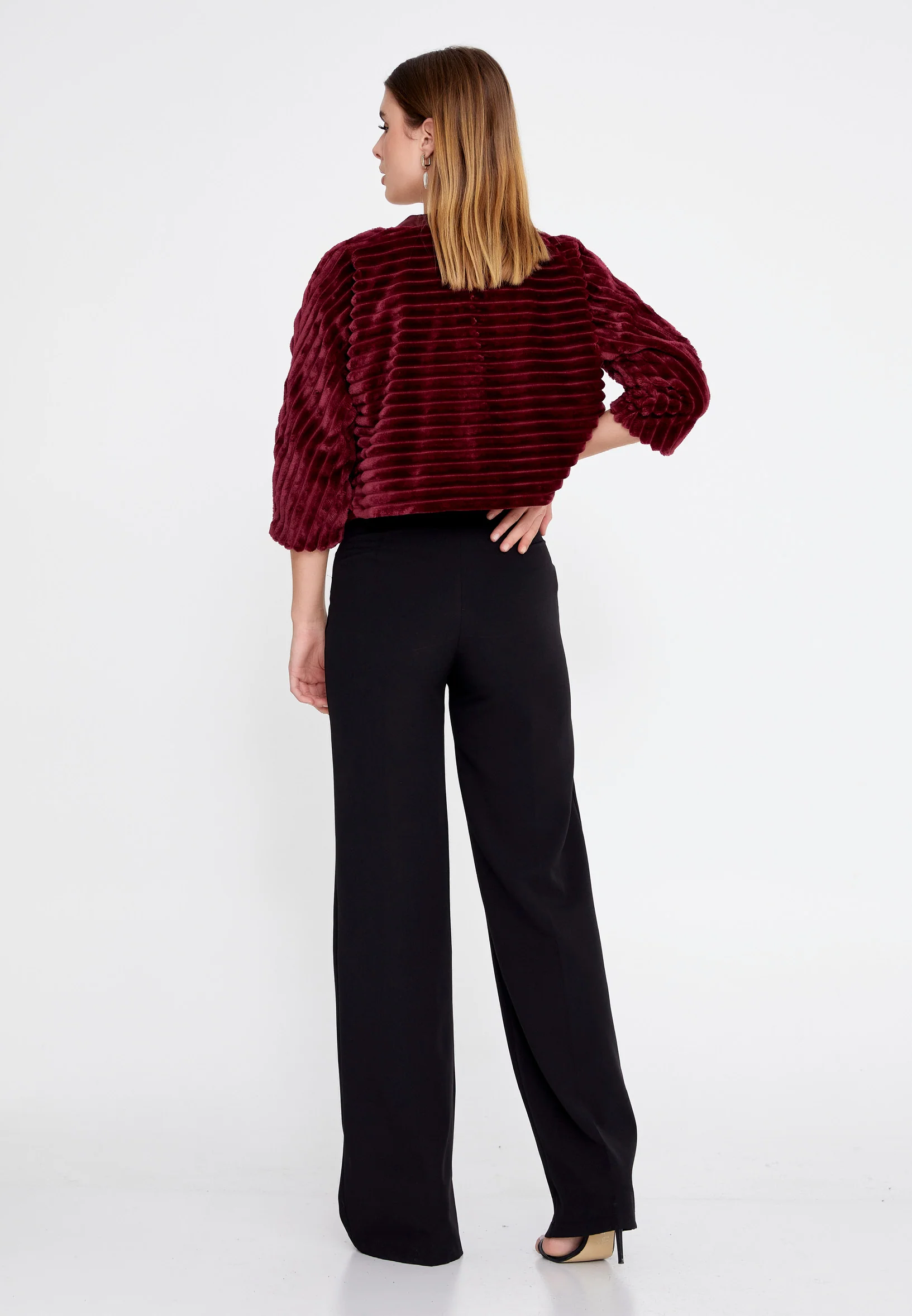 Mid-Length Velvet Regular Cardigan esl88146 - Image 3