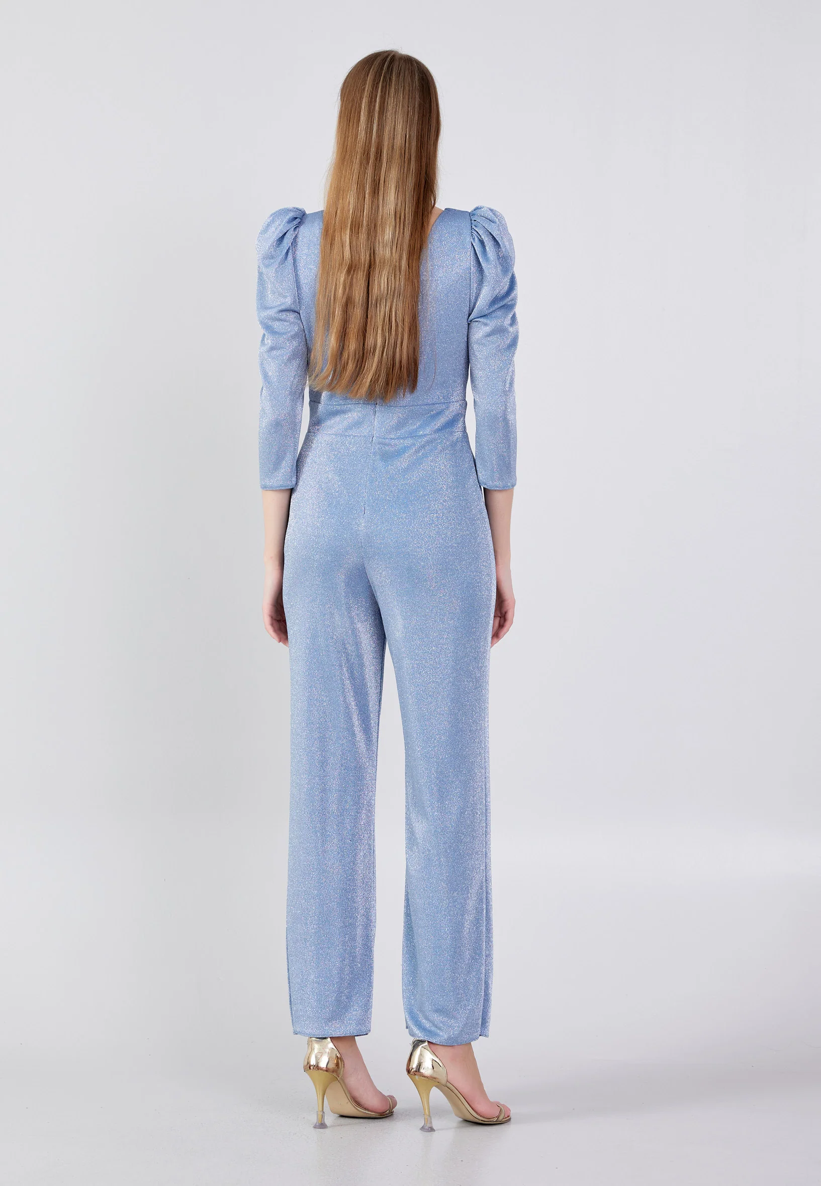 Mid-Length Velvet Regular Fit Regular Evening Jumpsuit drd4079ab - Image 10