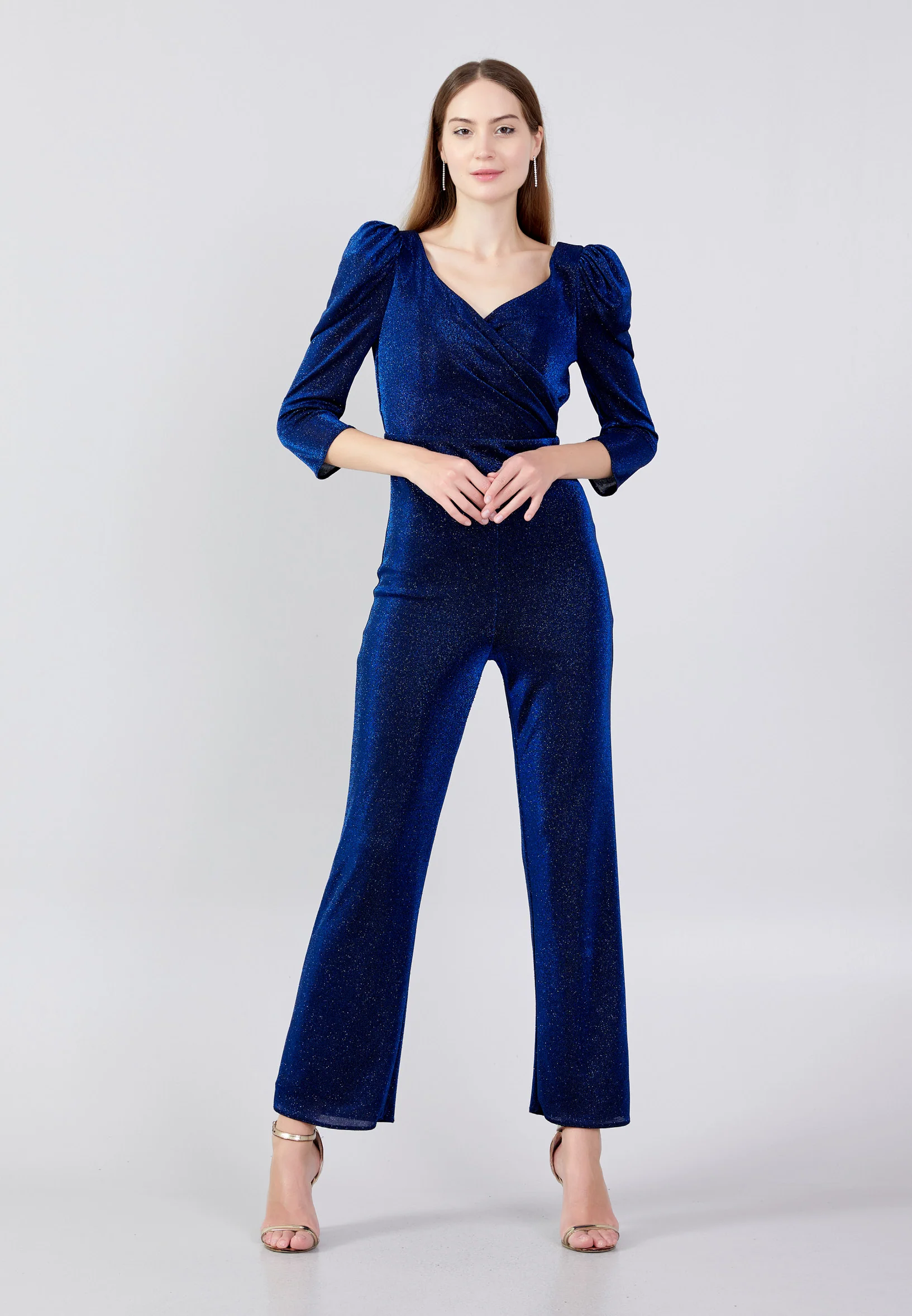 Mid-Length Velvet Regular Fit Regular Evening Jumpsuit drd4079ab - Image 13