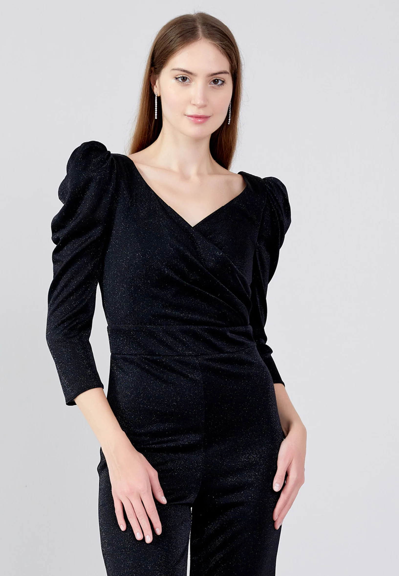Mid-Length Velvet Regular Fit Regular Evening Jumpsuit drd4079ab - Image 4
