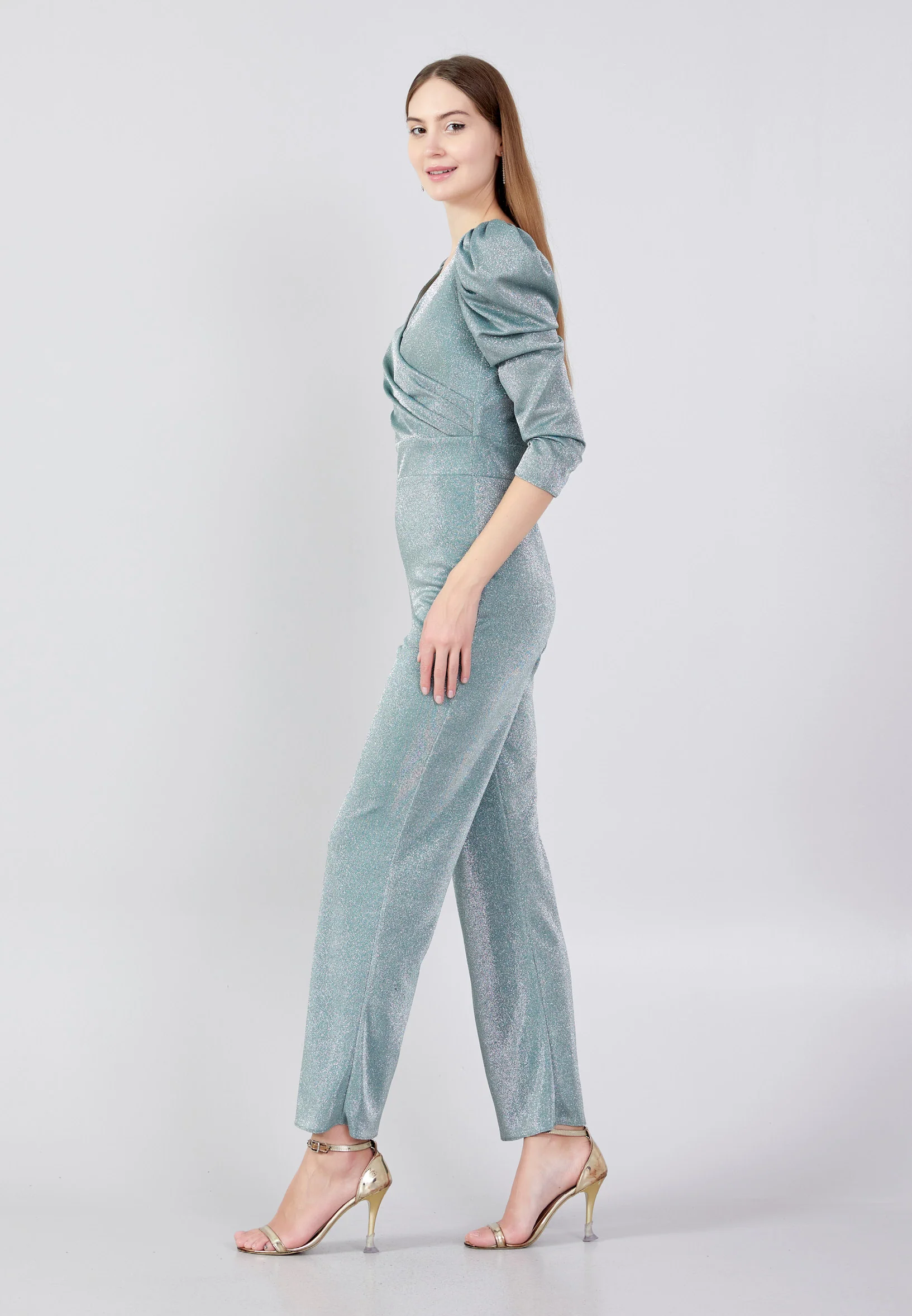 Mid-Length Velvet Regular Fit Regular Evening Jumpsuit drd4079ab - Image 7