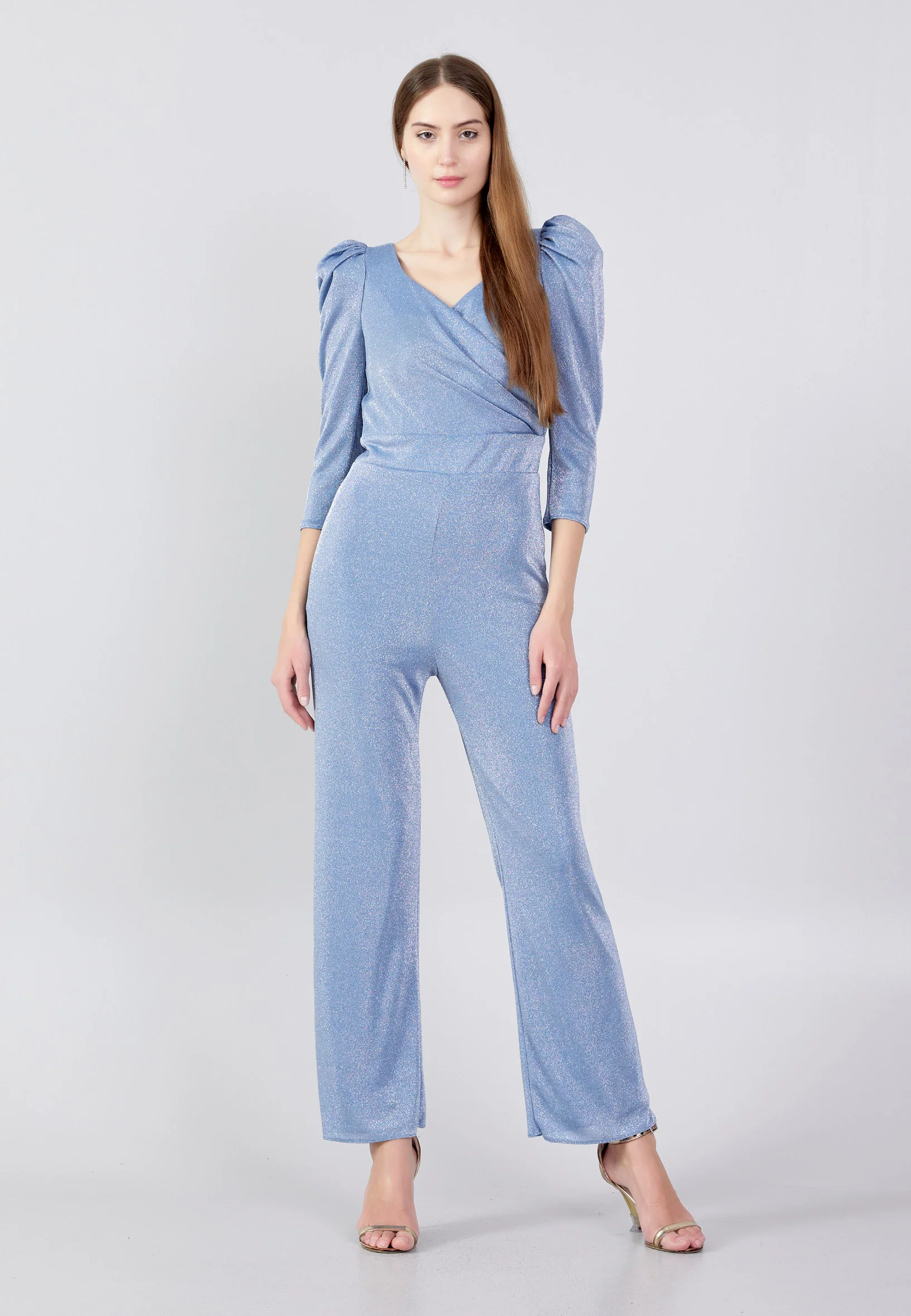 Mid-Length Velvet Regular Fit Regular Evening Jumpsuit drd4079ab - Image 9