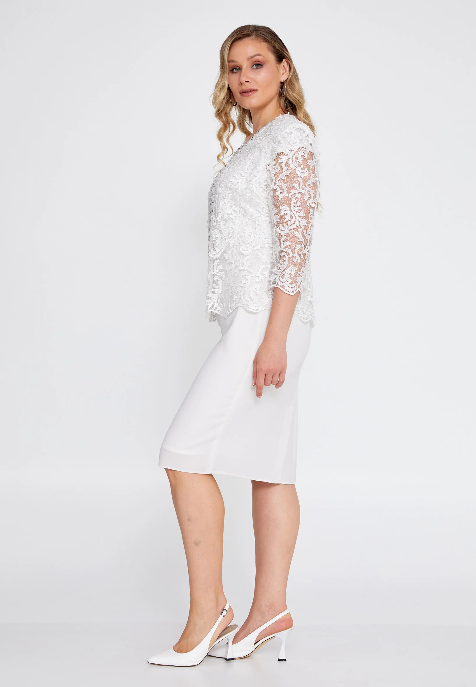Mid-Length Viscose Lacy Plus Size Two-Piece Outfit gyl634 - Image 3