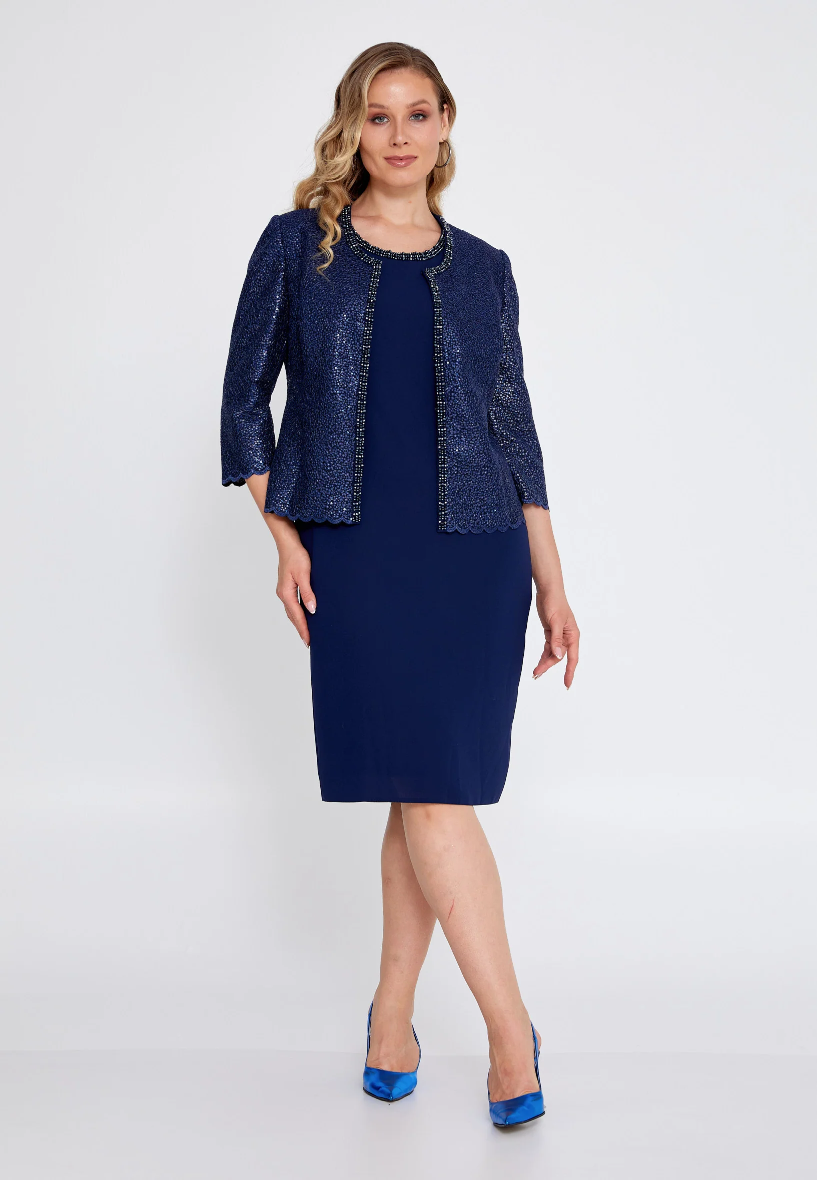 Mid-Length Viscose With Stones Plus Size Two-Piece Outfit gyl703 - Image 10