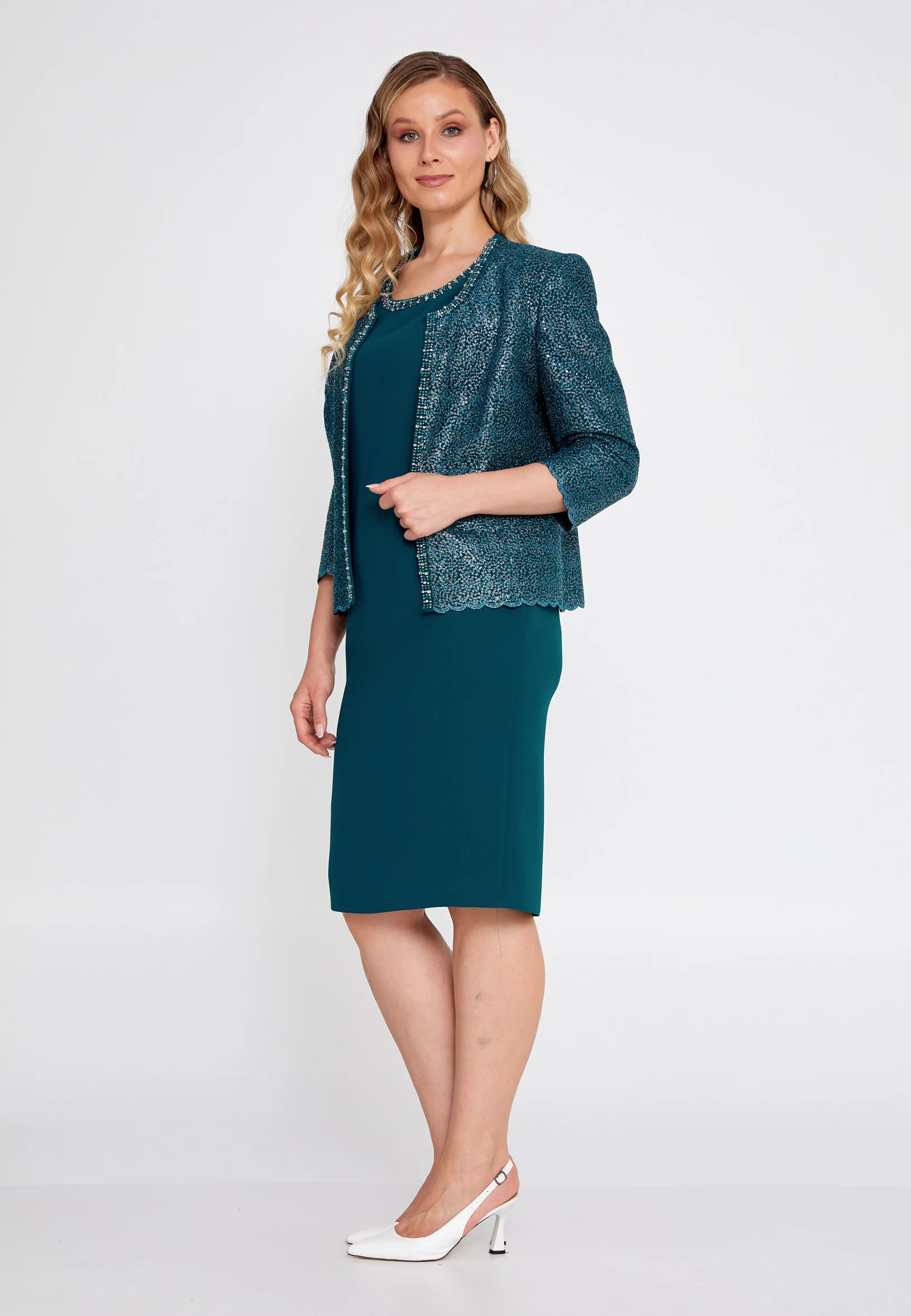 Mid-Length Viscose With Stones Plus Size Two-Piece Outfit gyl703 - Image 4