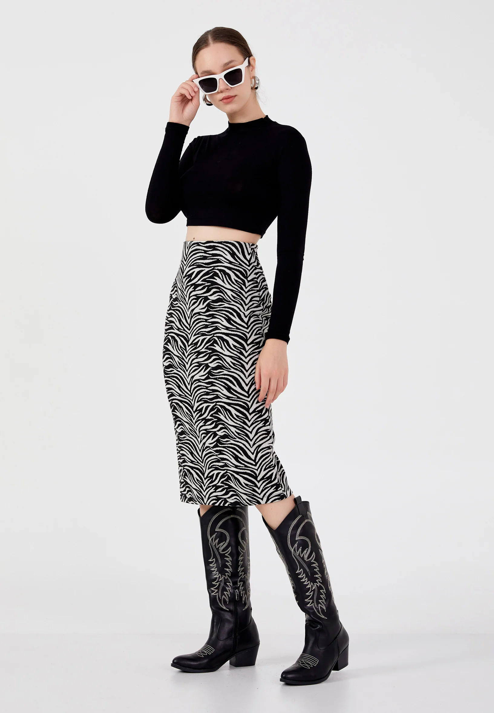 Midi Animal Print Regular Skirt ber23k3121 - Image 4