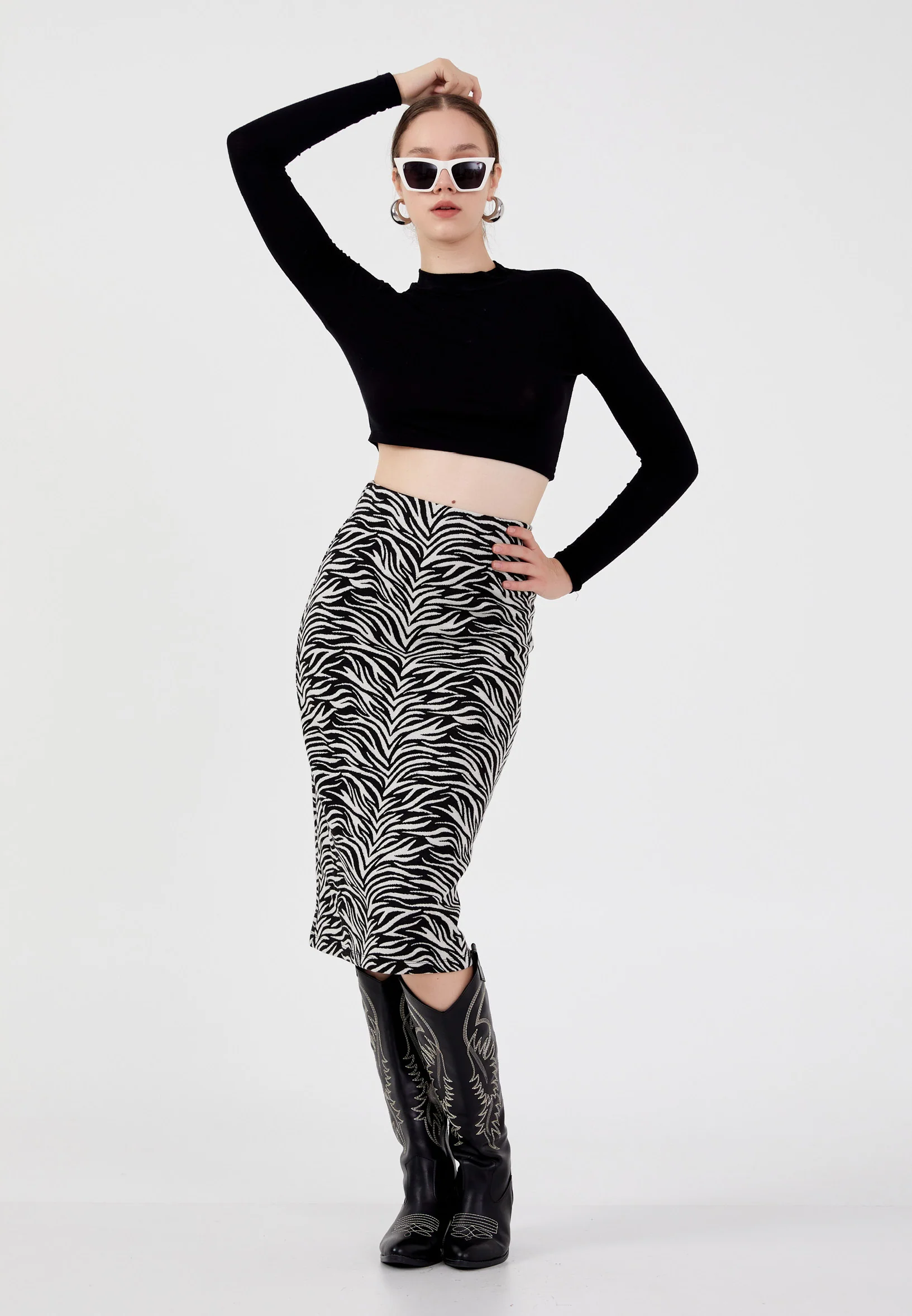 Midi Animal Print Regular Skirt ber23k3121 - Image 5