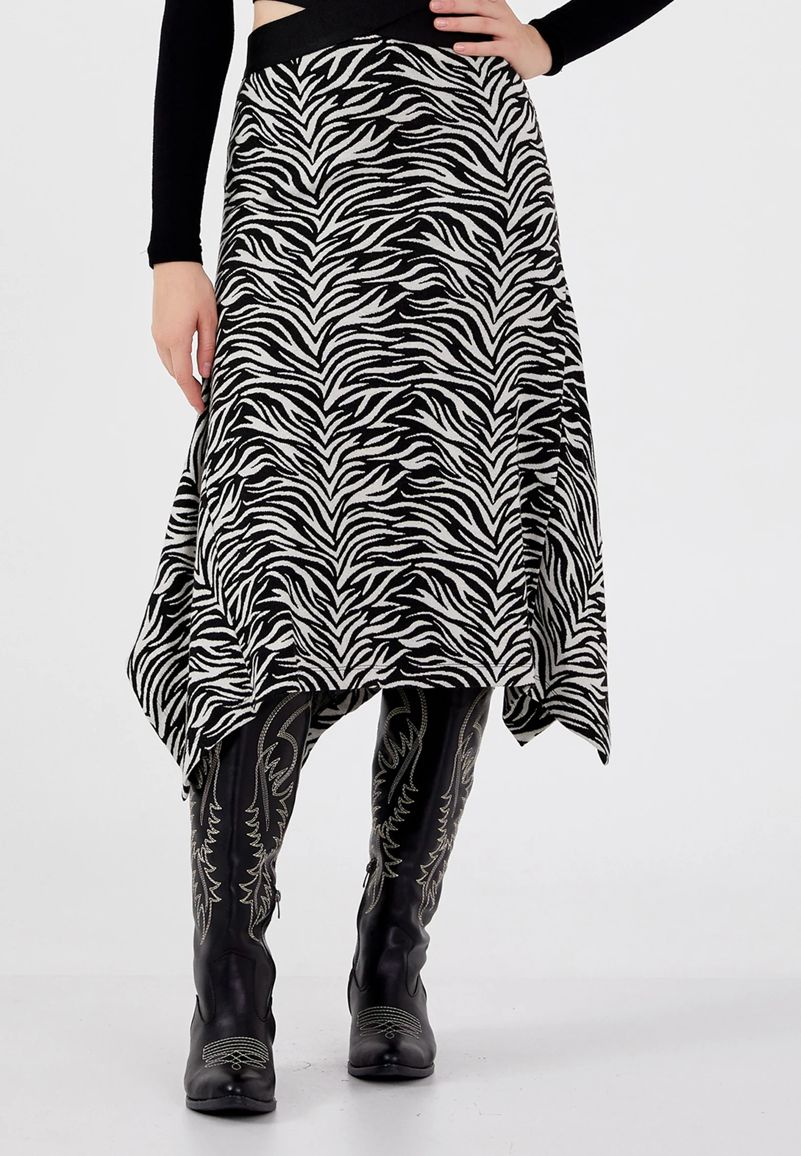 Midi Animal Print Regular Skirt ber23k3125