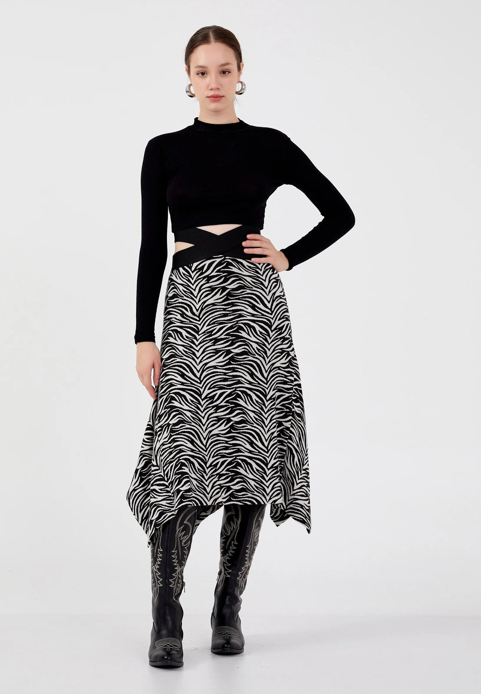 Midi Animal Print Regular Skirt ber23k3125 - Image 2