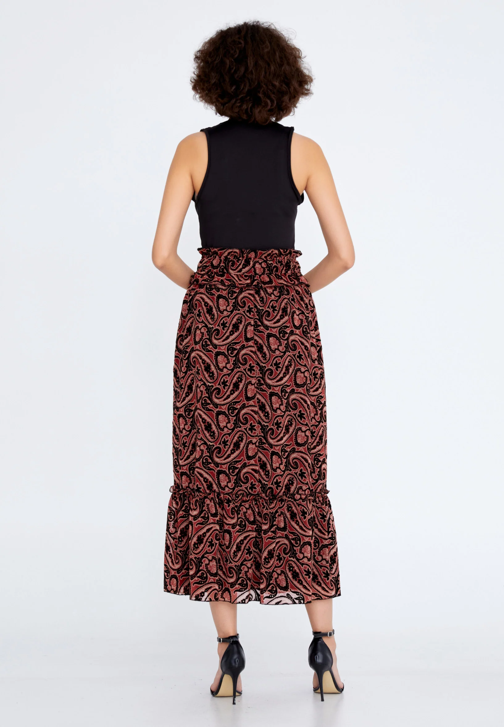 Midi Floral Regular Skirt huk3303 - Image 2