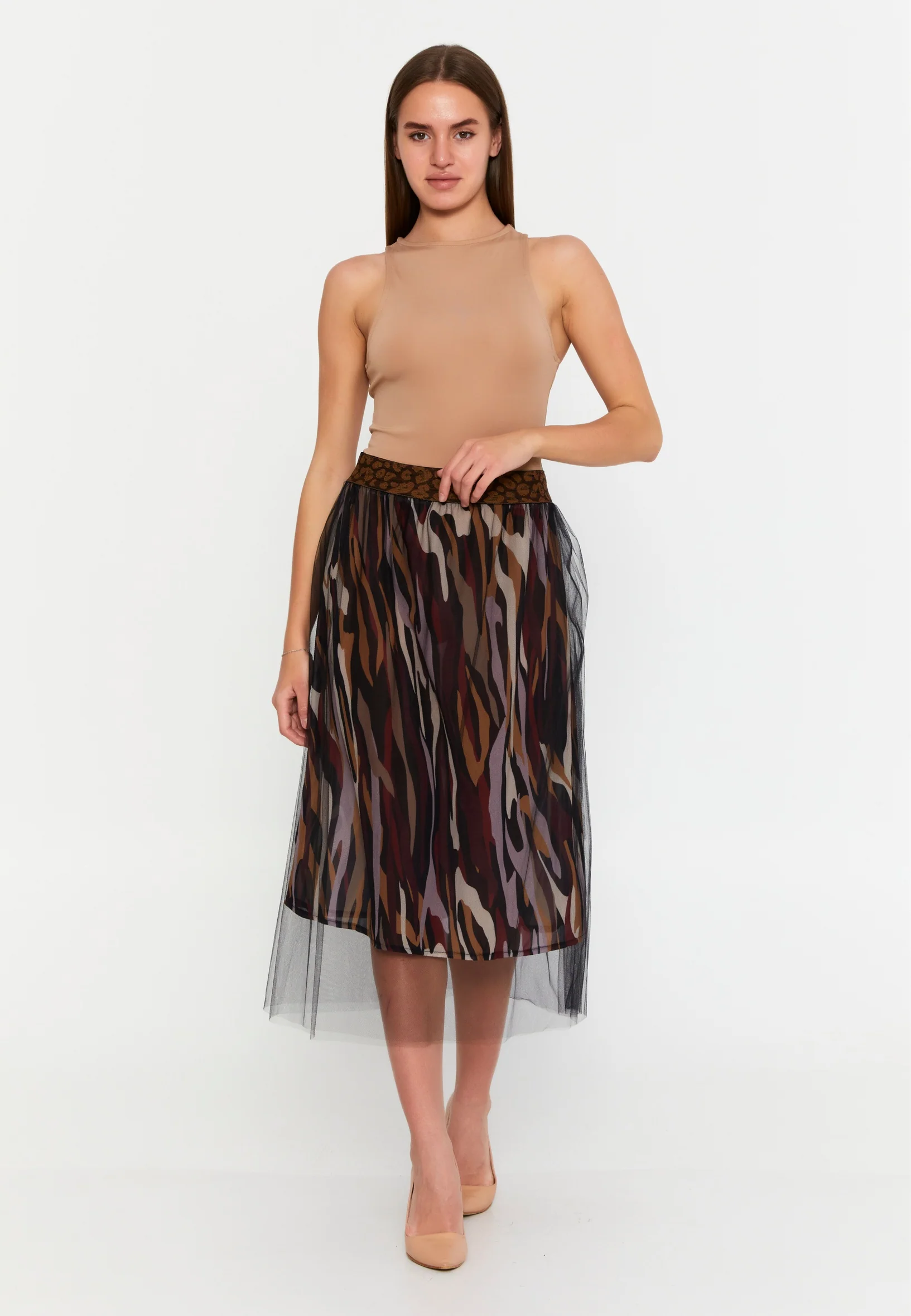 Midi Graphic Regular Skirt clf16086