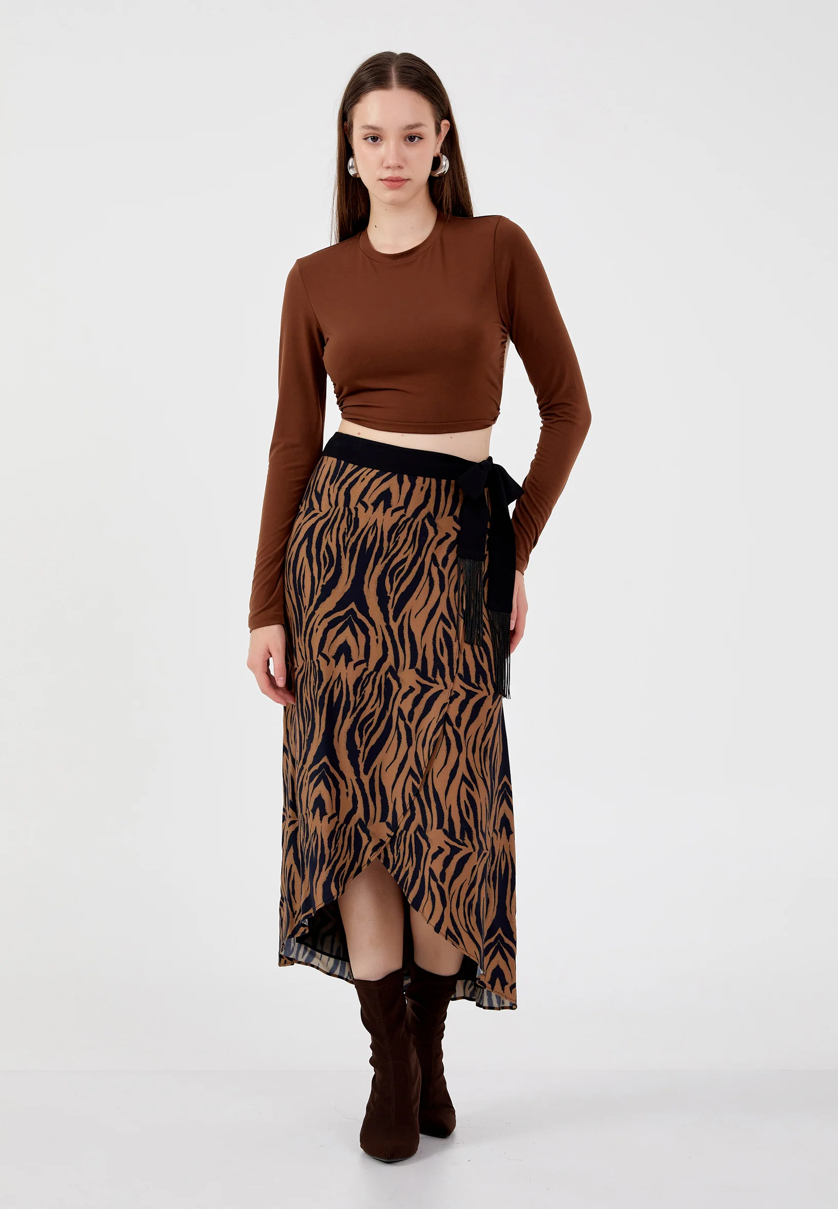 Midi Patterned Regular Skirt shu23sk03032 - Image 2
