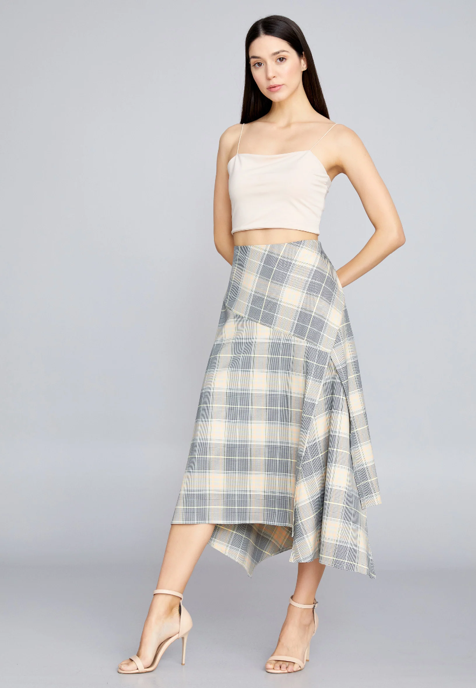 Midi Plaid Regular Skirt kmy22s30908 - Image 4