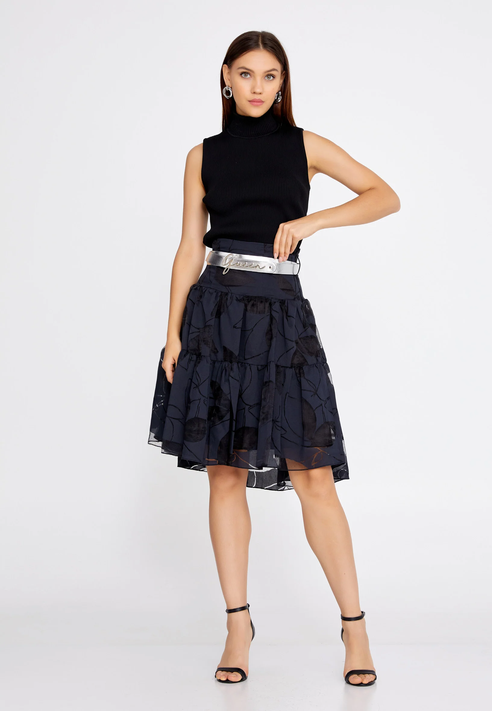Midi Solid Color Regular Skirt ber20y3120 - Image 2