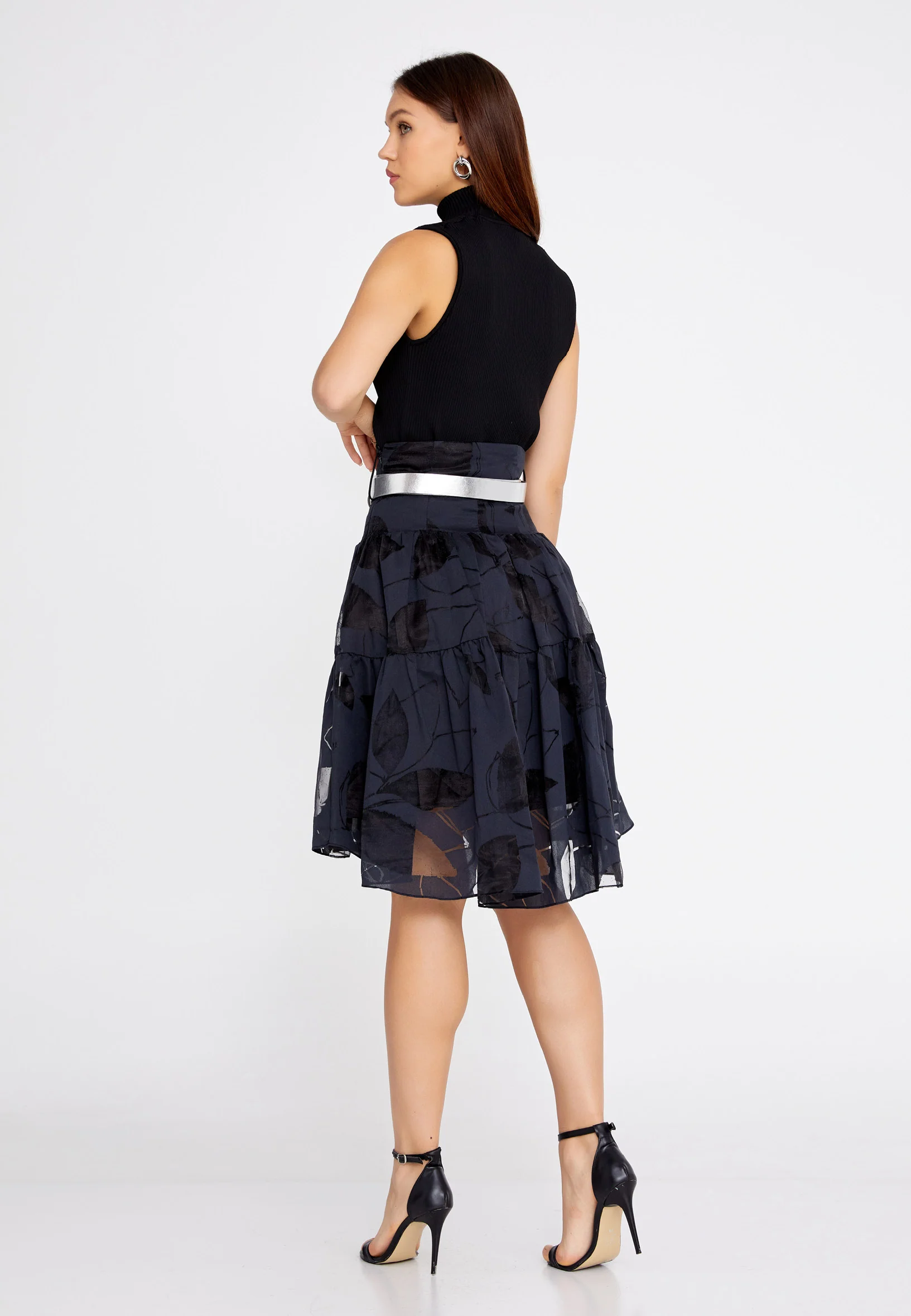 Midi Solid Color Regular Skirt ber20y3120 - Image 3