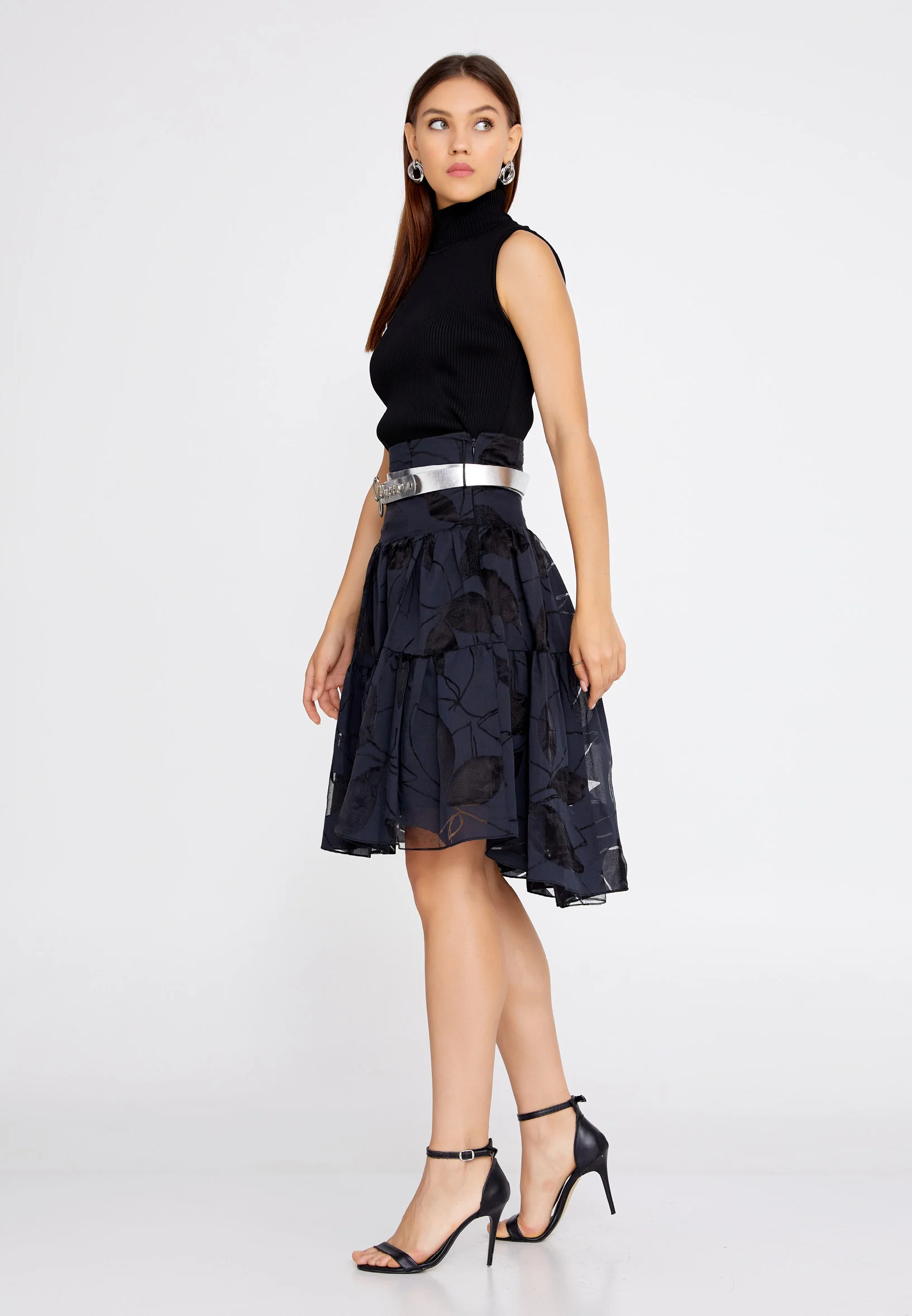 Midi Solid Color Regular Skirt ber20y3120 - Image 4