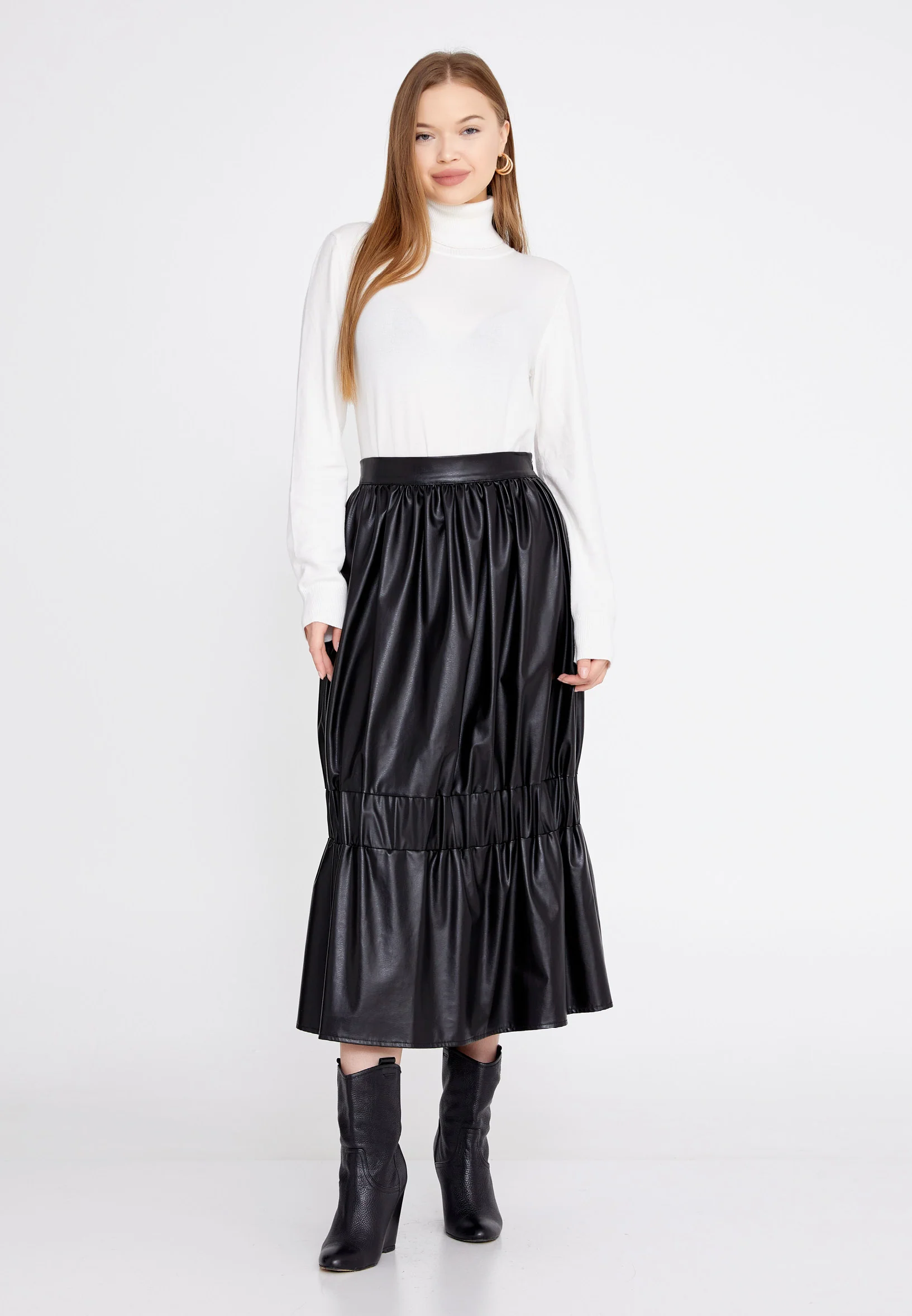 Midi Solid Color Regular Skirt ber21k3102 - Image 2