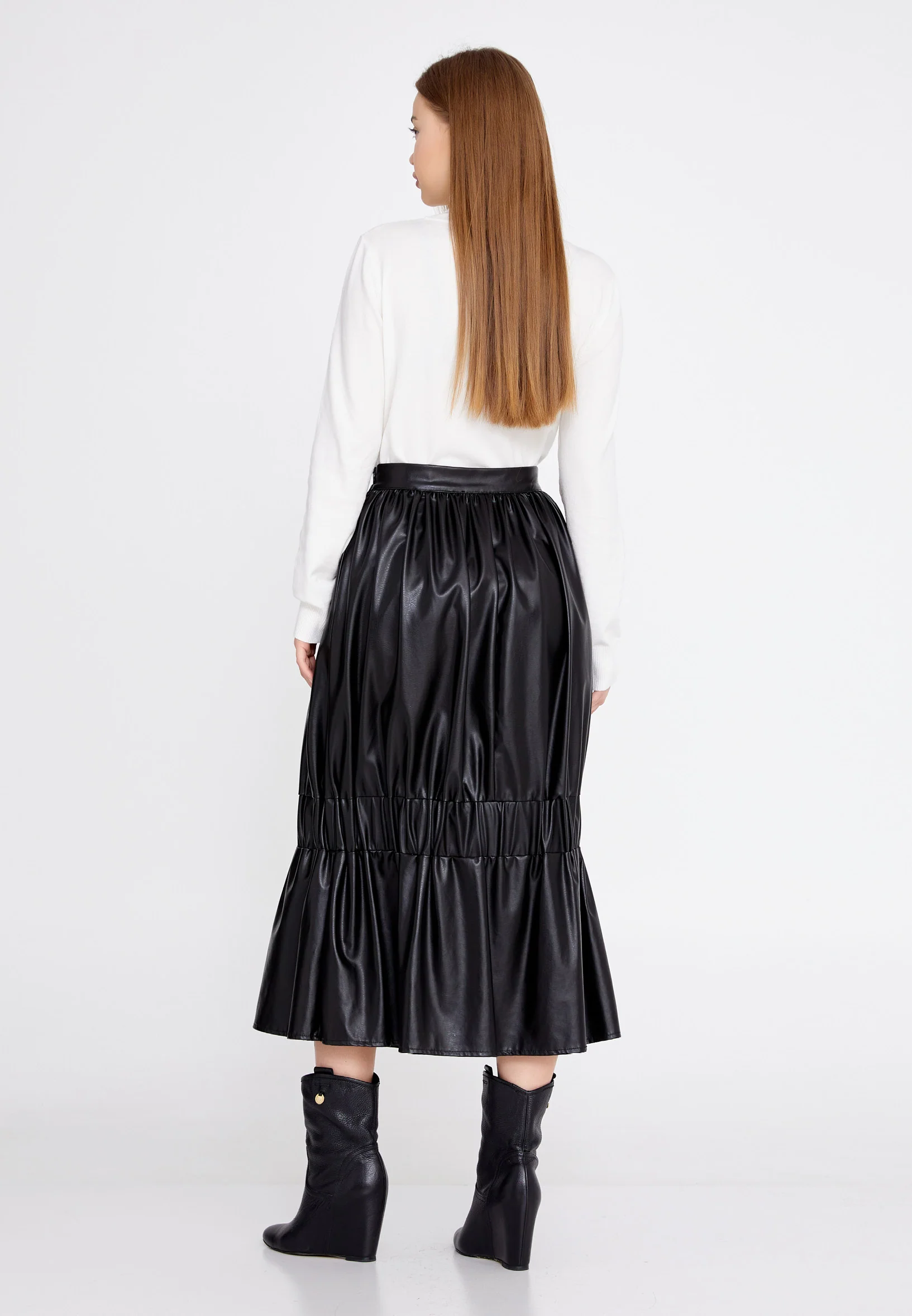 Midi Solid Color Regular Skirt ber21k3102 - Image 3
