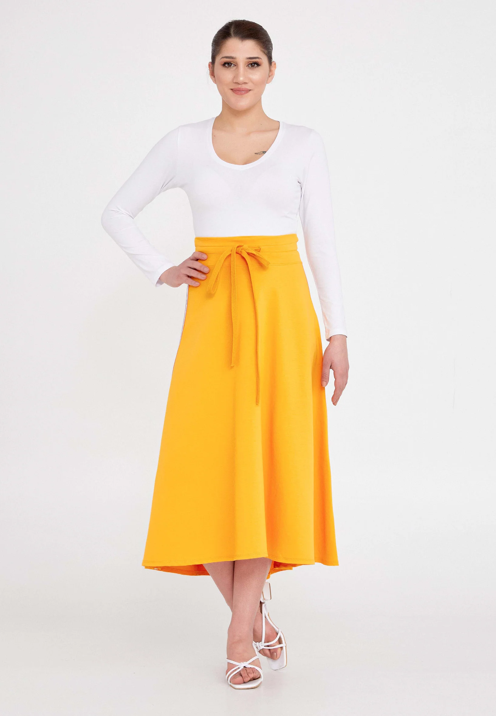 Midi Solid Color Regular Skirt ber21y3102 - Image 10