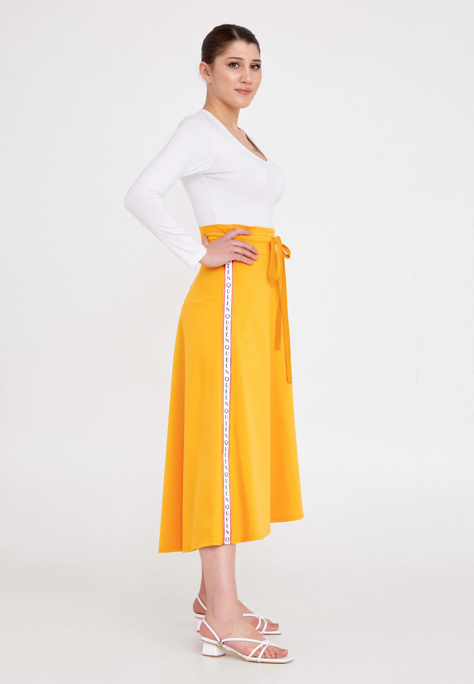 Midi Solid Color Regular Skirt ber21y3102 - Image 12