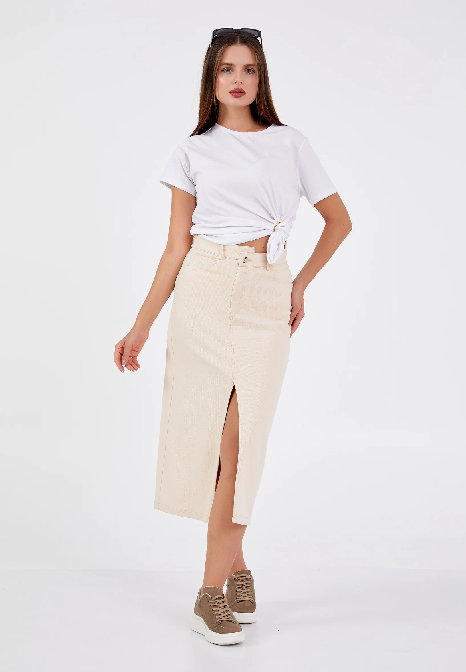 Midi Solid Color Regular Skirt ber23k3129 - Image 2