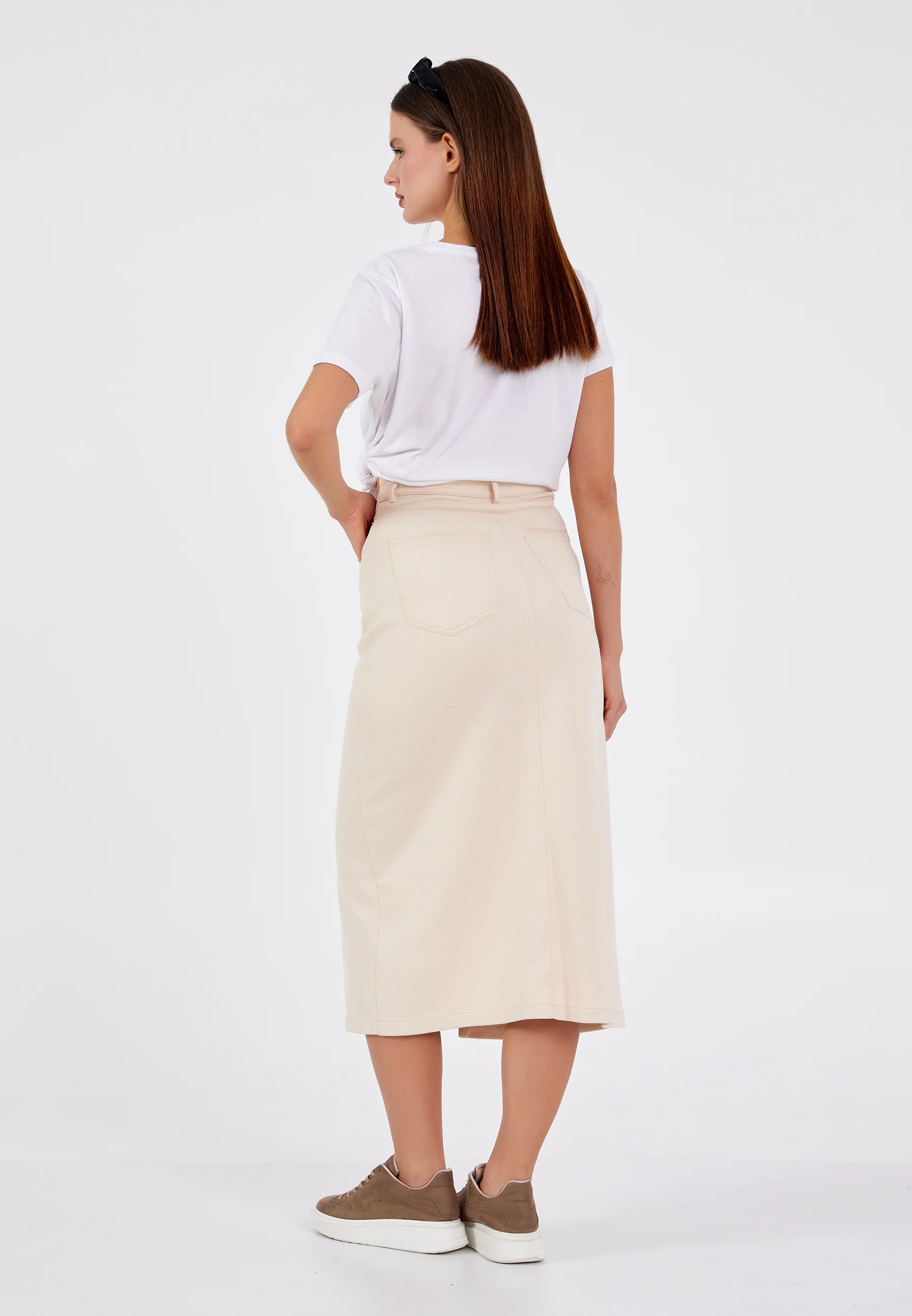 Midi Solid Color Regular Skirt ber23k3129 - Image 3