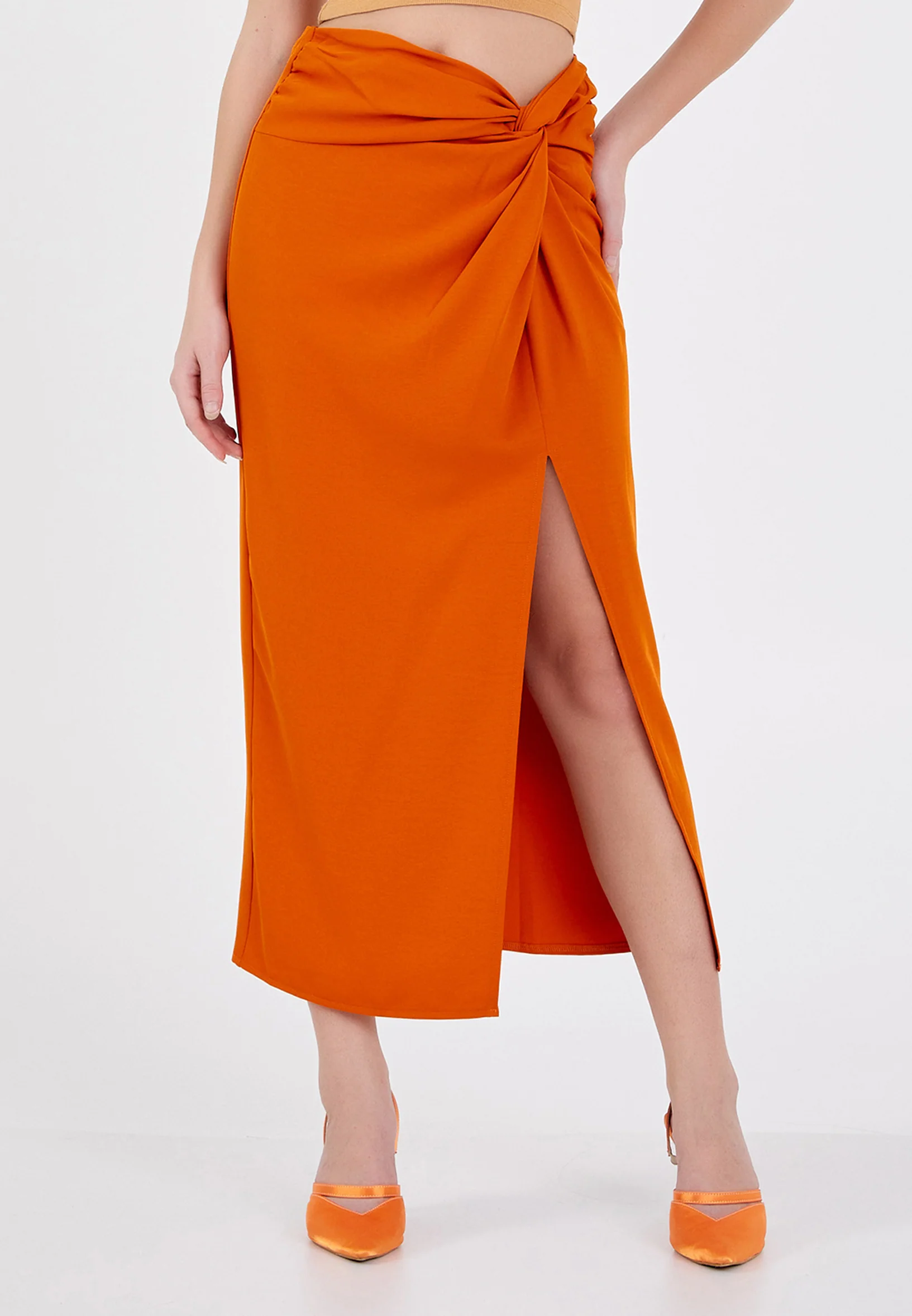 Midi Solid Color Regular Skirt ber23k3130