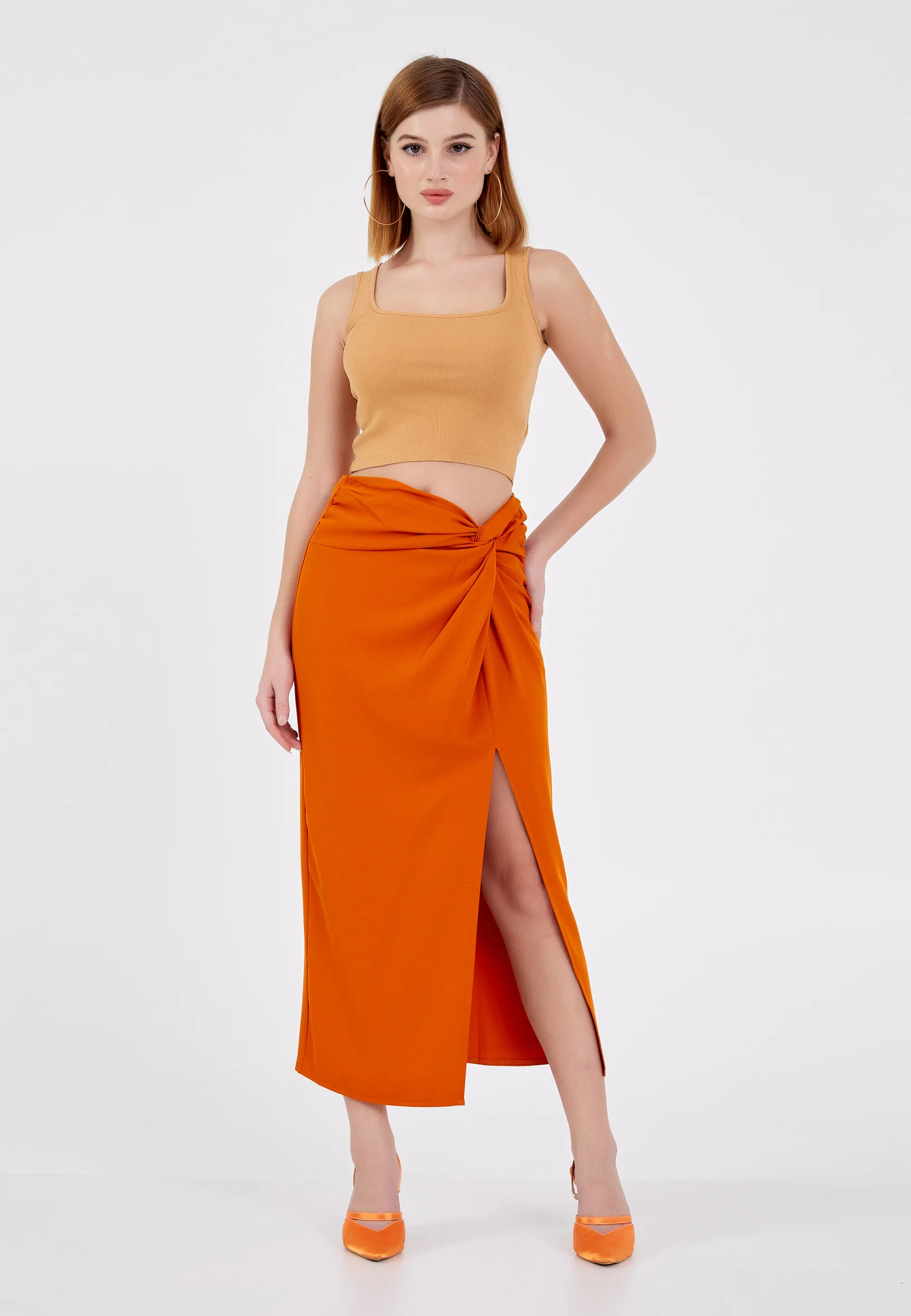 Midi Solid Color Regular Skirt ber23k3130 - Image 2
