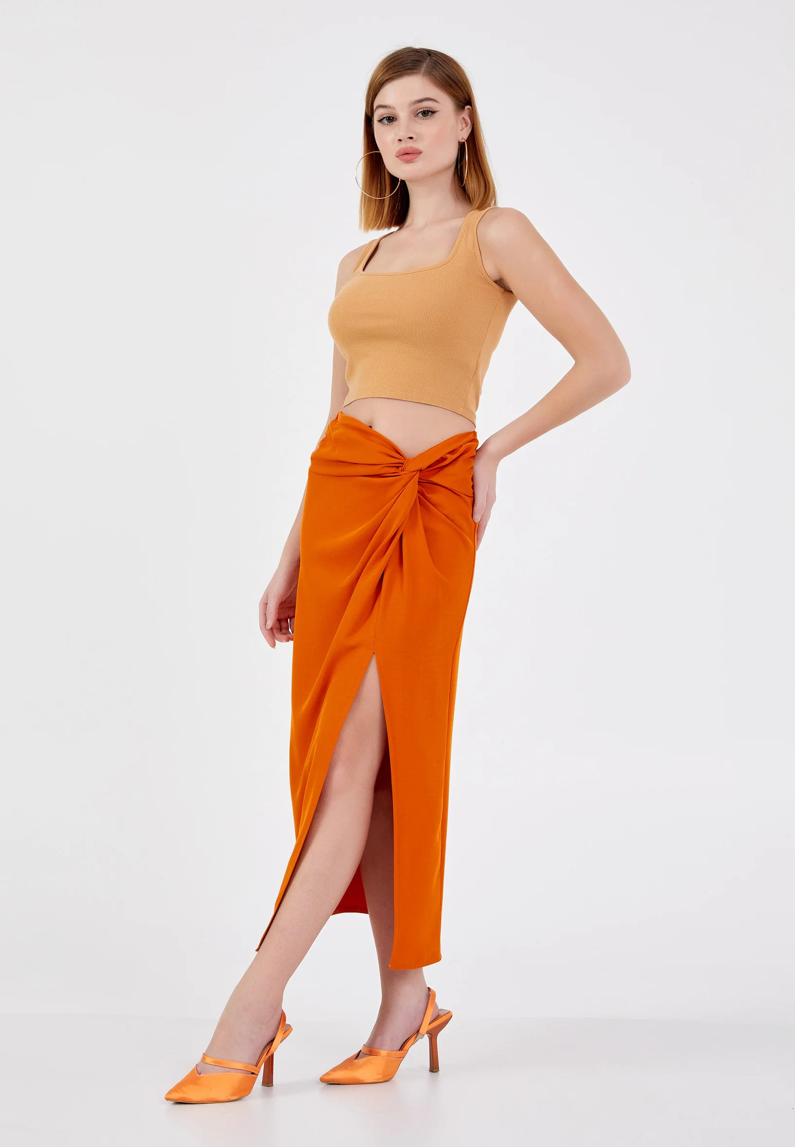 Midi Solid Color Regular Skirt ber23k3130 - Image 4