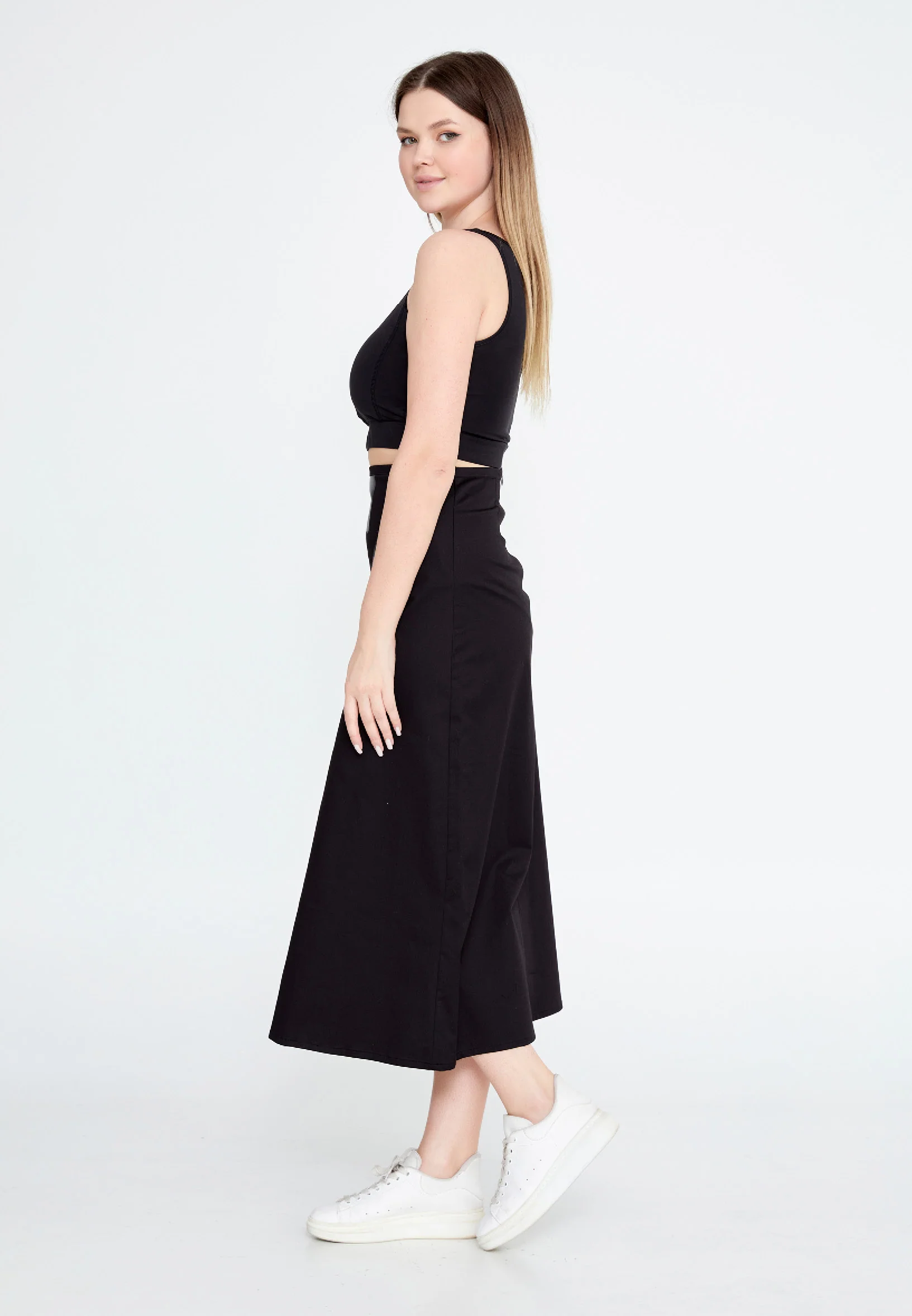 Midi Solid Color Regular Skirt ber23y3105 - Image 4