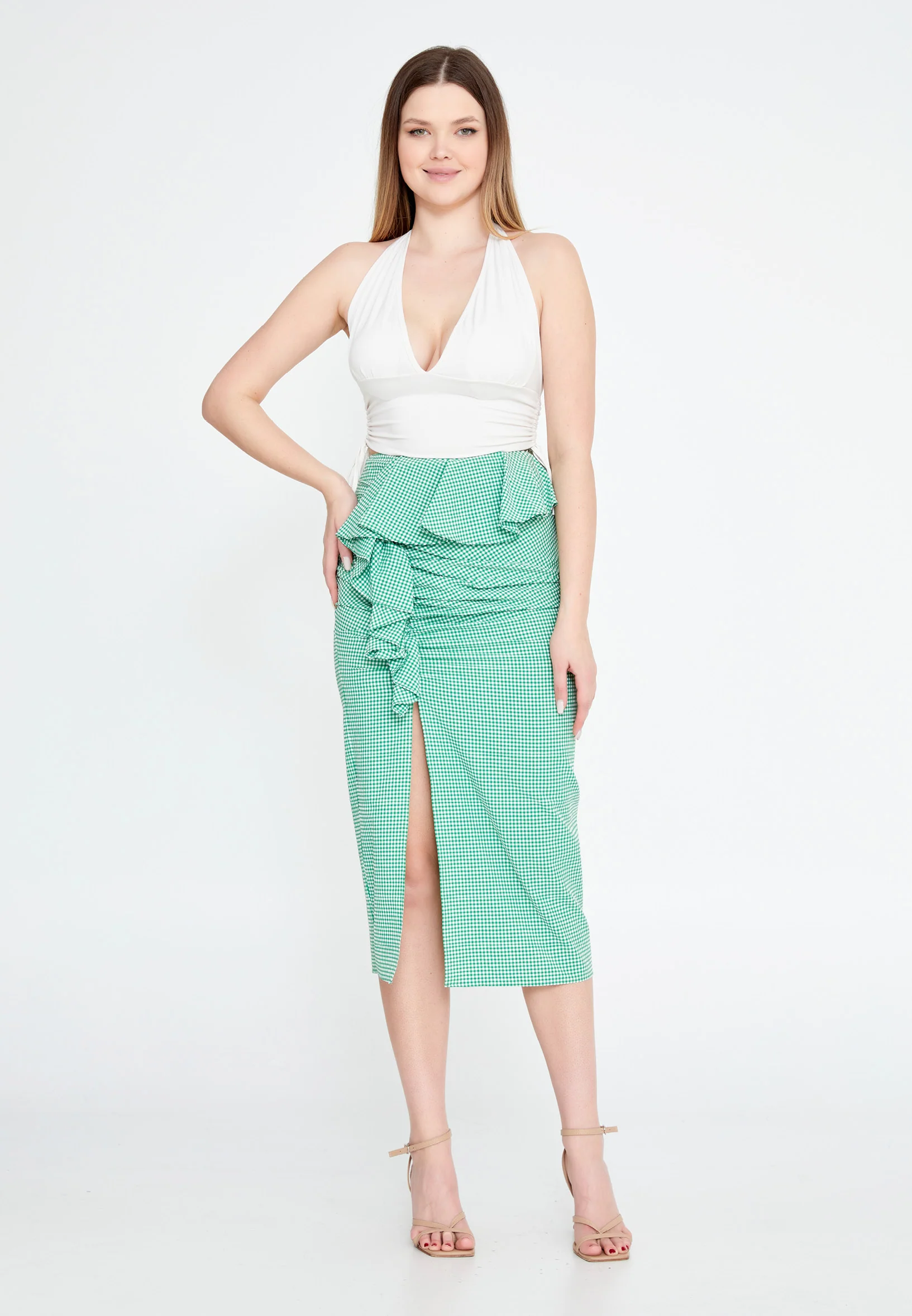 Midi Solid Color Regular Skirt ber23y3113
